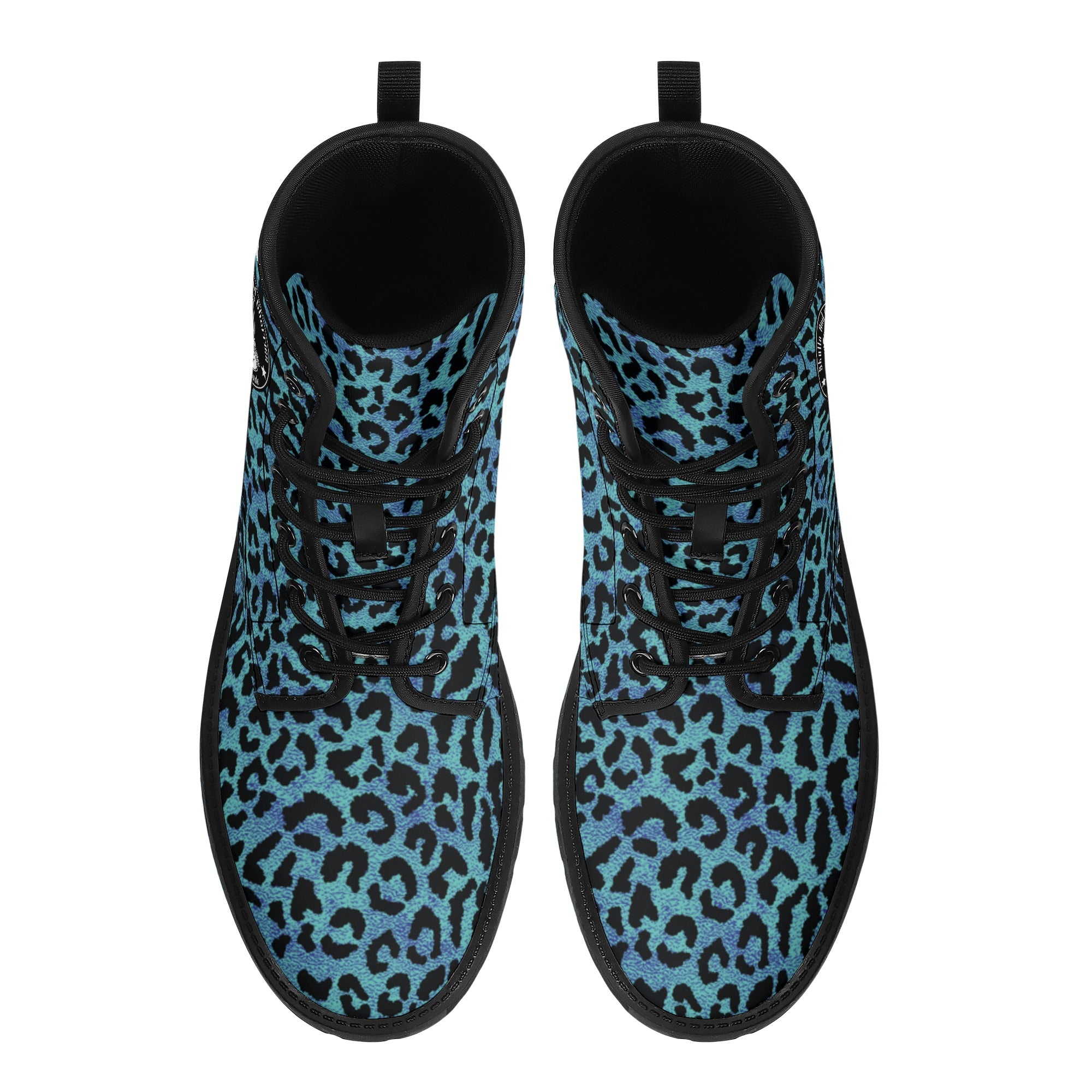 Men's Blue Leopard Combat Boots