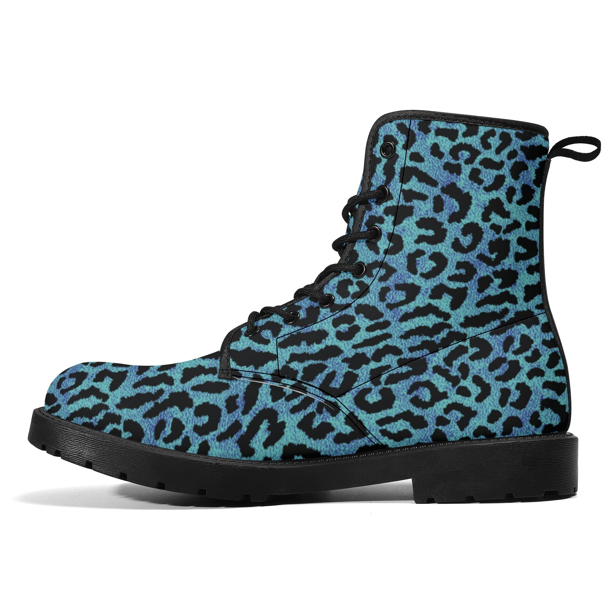 Men's Blue Leopard Combat Boots