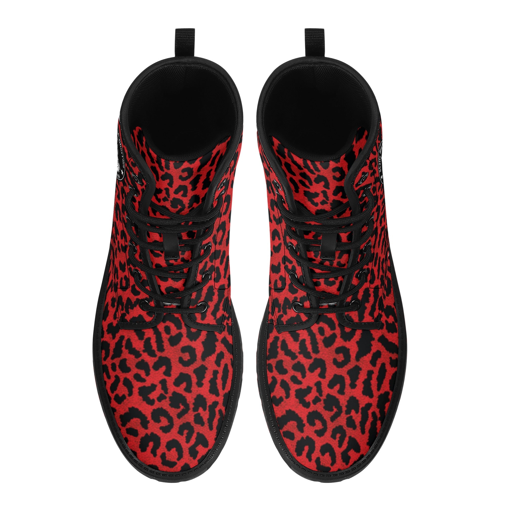 Men's Red Leopard Combat Boots