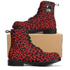 Men's Red Leopard Combat Boots