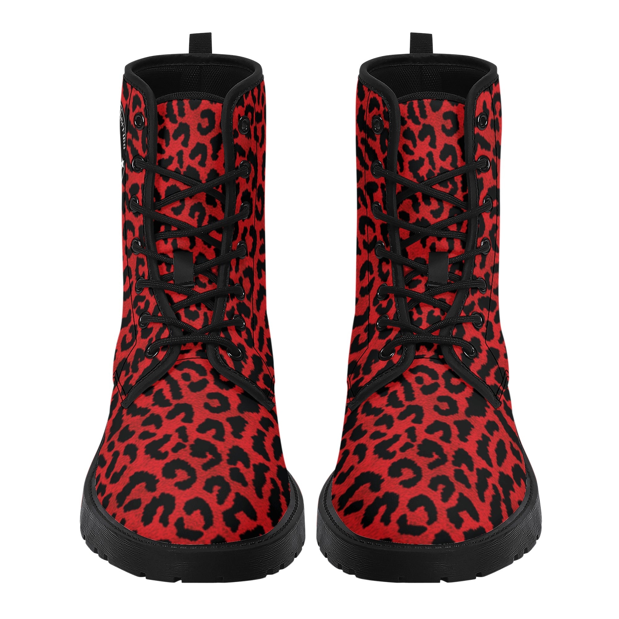 Men's Red Leopard Combat Boots