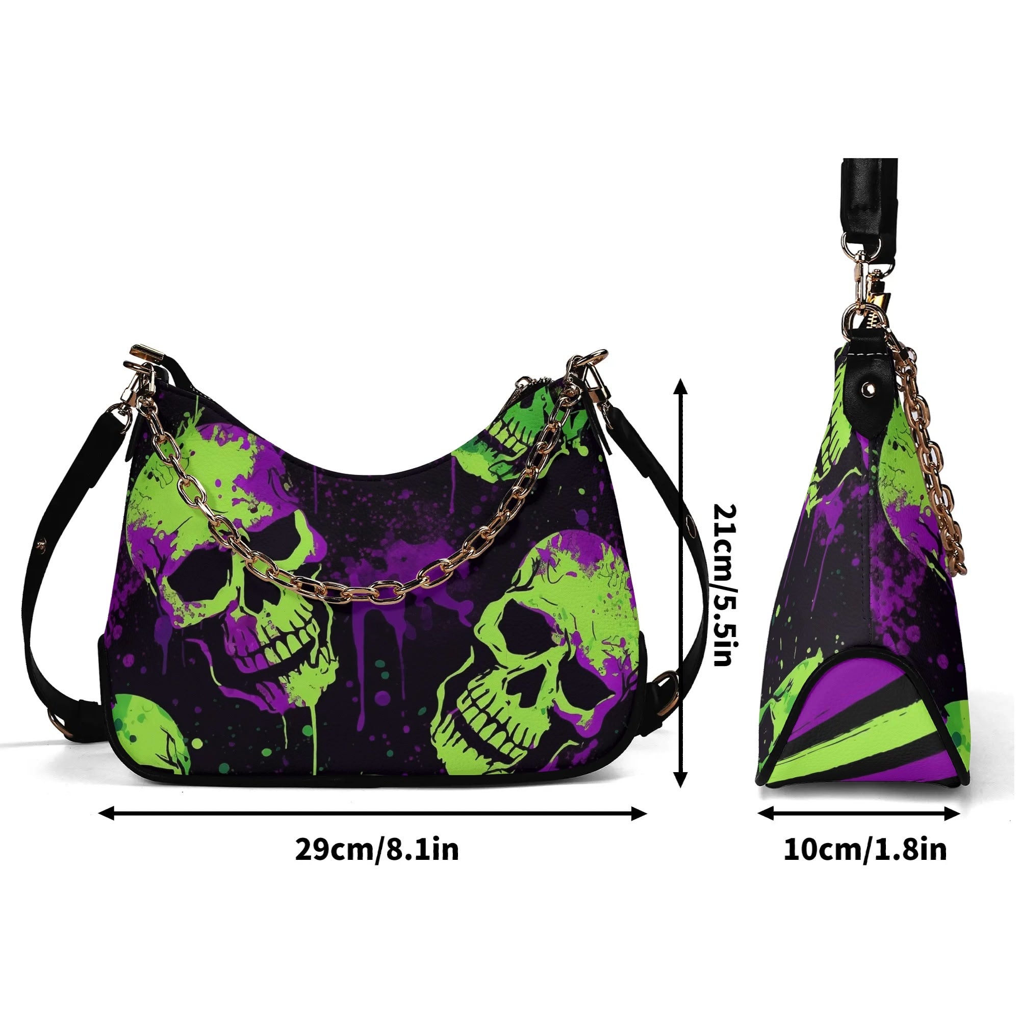 Punkadelic Rot PU Cross-body Bag With Chain Decoration