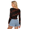 Red Barbed Wire Mesh Long Sleeves T-shirt