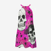 Punky Skulls Pink Halter Dress | Rayon