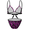 Purple Stripy Skulls Two Piece Bikini Swimsuit