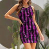 Purple Skulls And Stripes V.2 Slim Fit Sleeveless Tank Dress