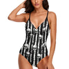 Stripy Skulls B&W Sexy Sling One Piece Swimsuit