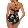 Barbed Wire and Skulls Suspender Two Piece Bikini Swimsuit