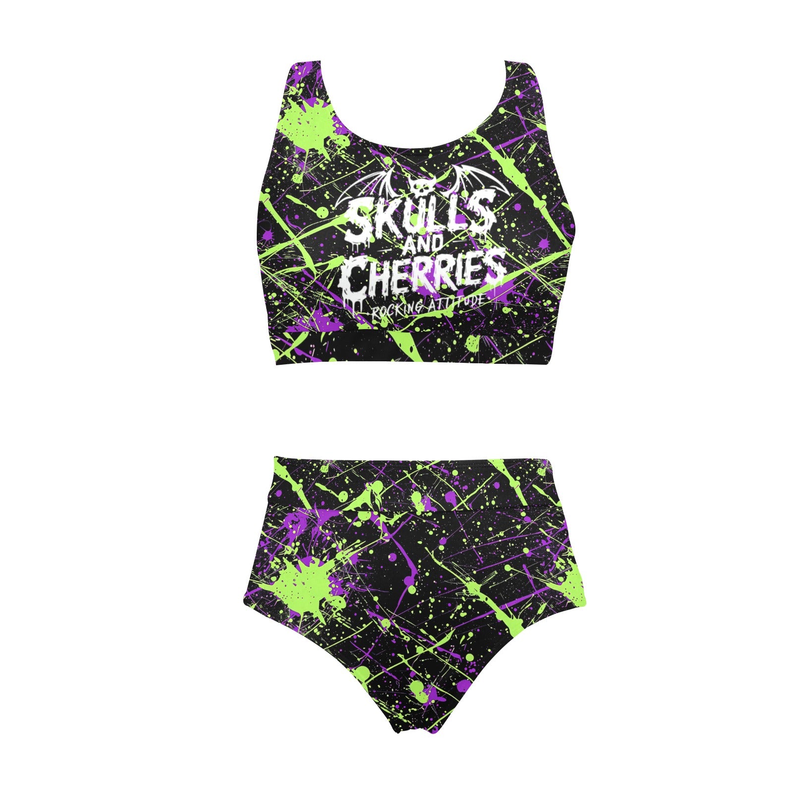 Splattered Paint Logo Crop Top Bikini Set (S21)