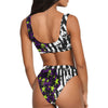 Punk Checkered And Striped Sport Top & High-Waisted Bikini Swimsuit