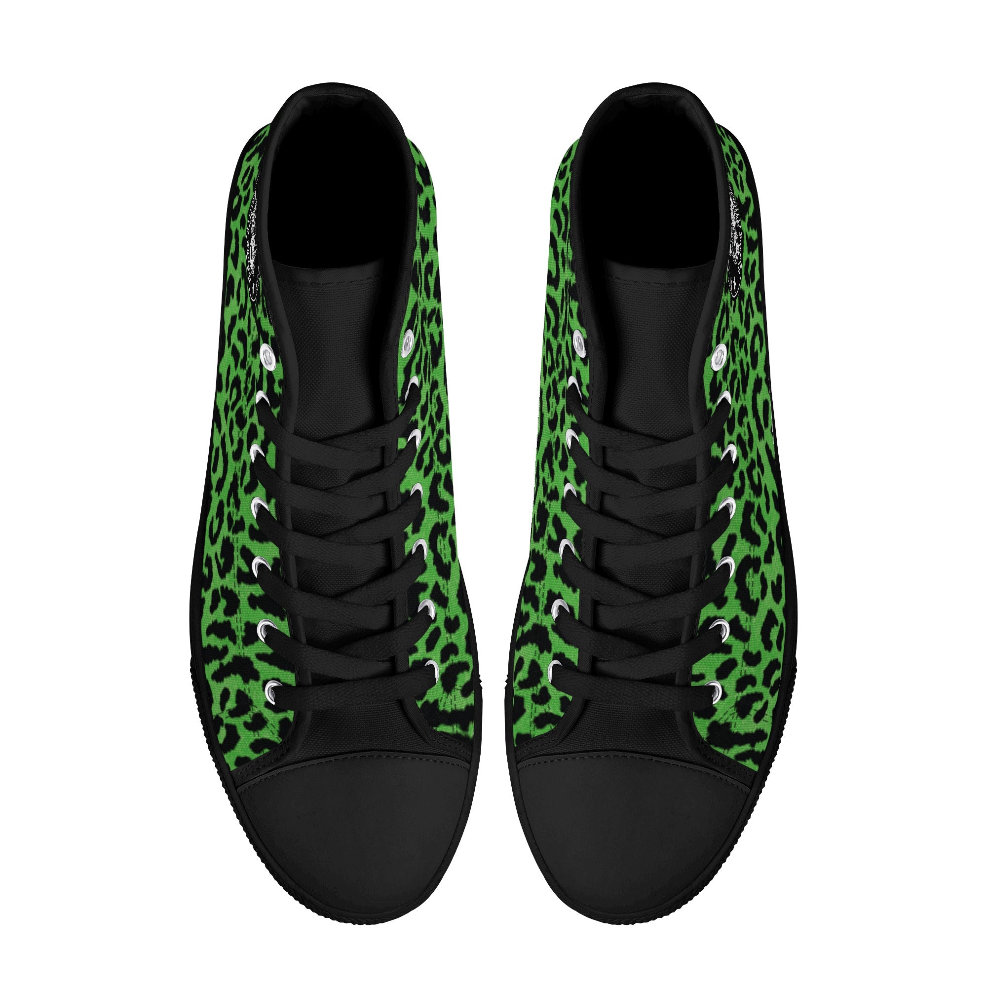 Green Leopard Animal Print Men's Psychobilly High Top Shoes