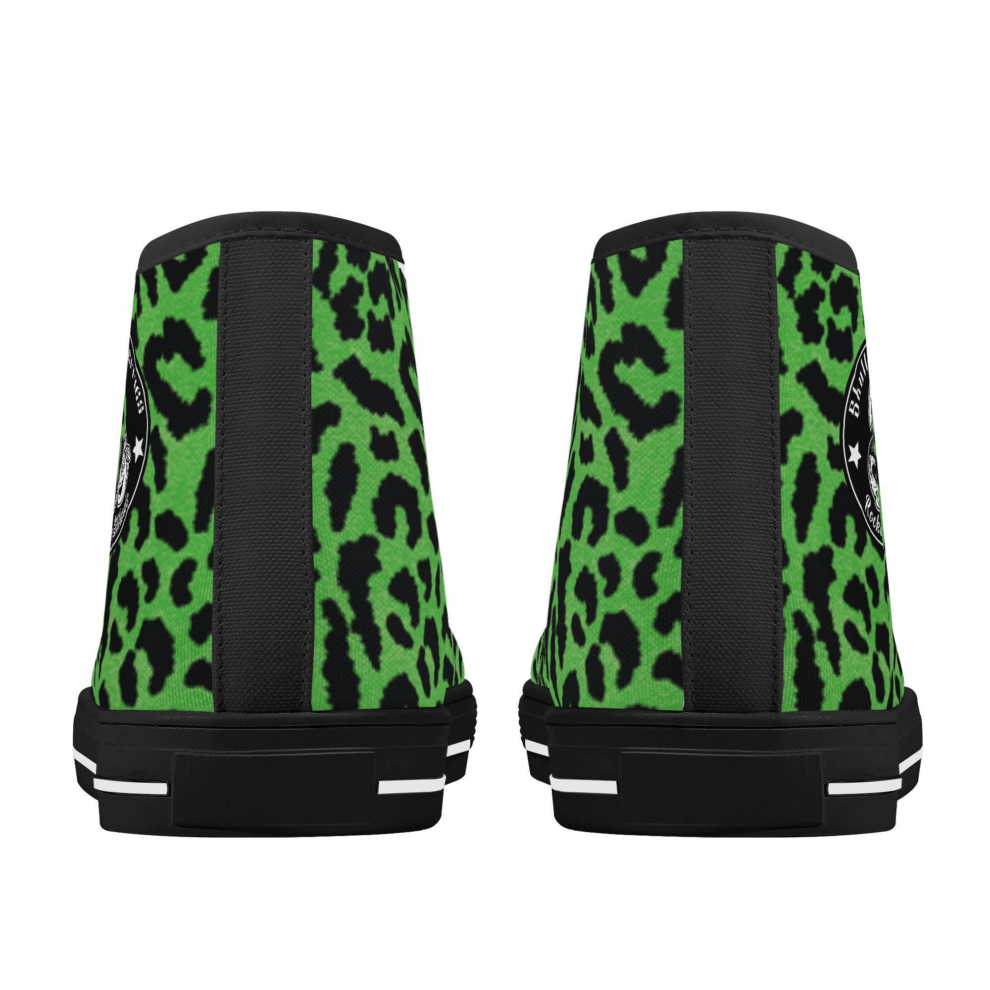 Green Leopard Animal Print Men's Psychobilly High Top Shoes