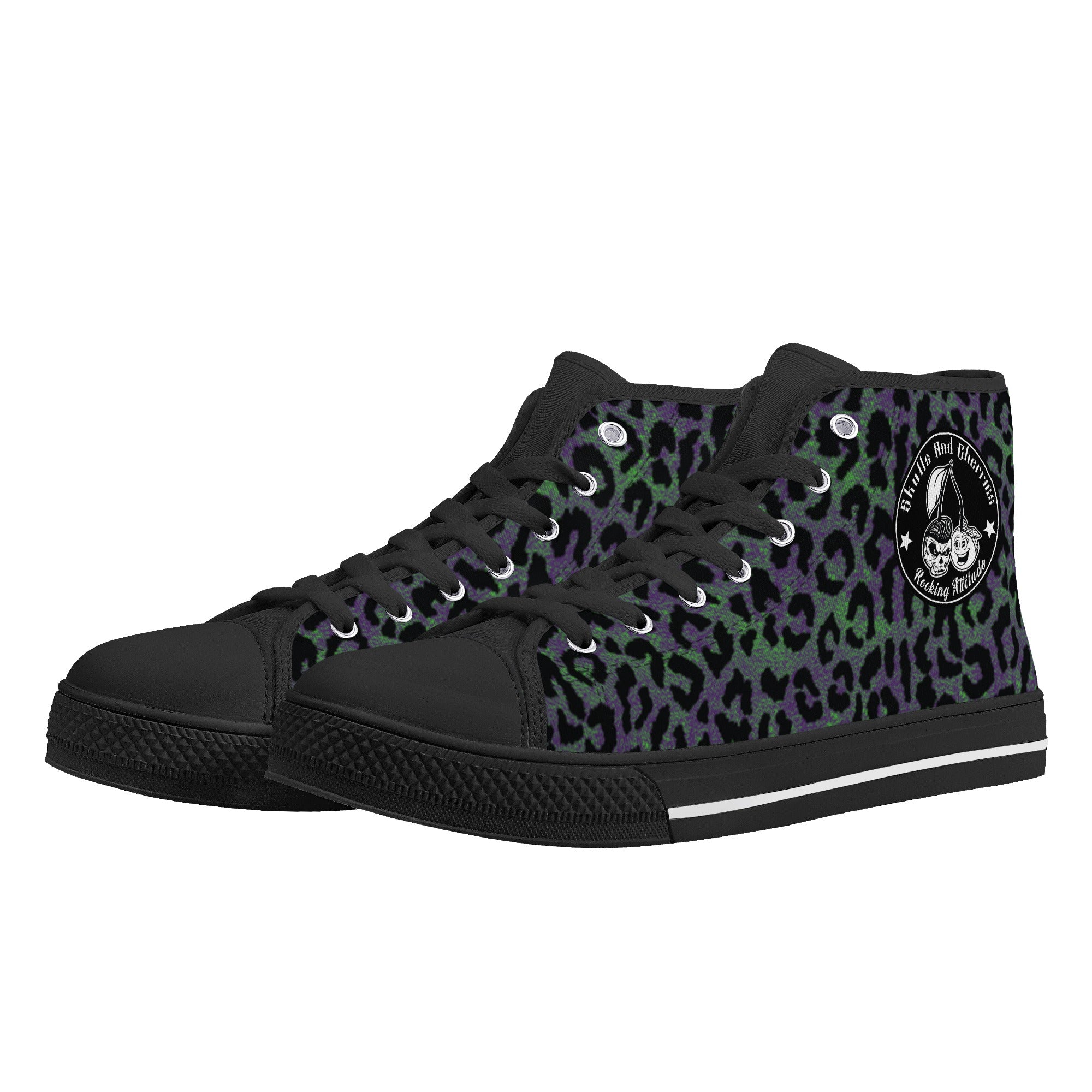 Psycho Leopard Animal Print Women's Psychobilly High Top Shoes