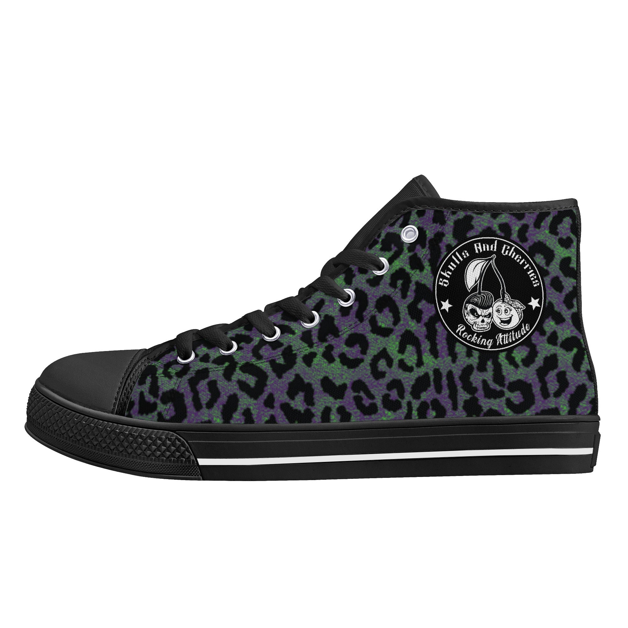 Psycho Leopard Animal Print Women's Psychobilly High Top Shoes