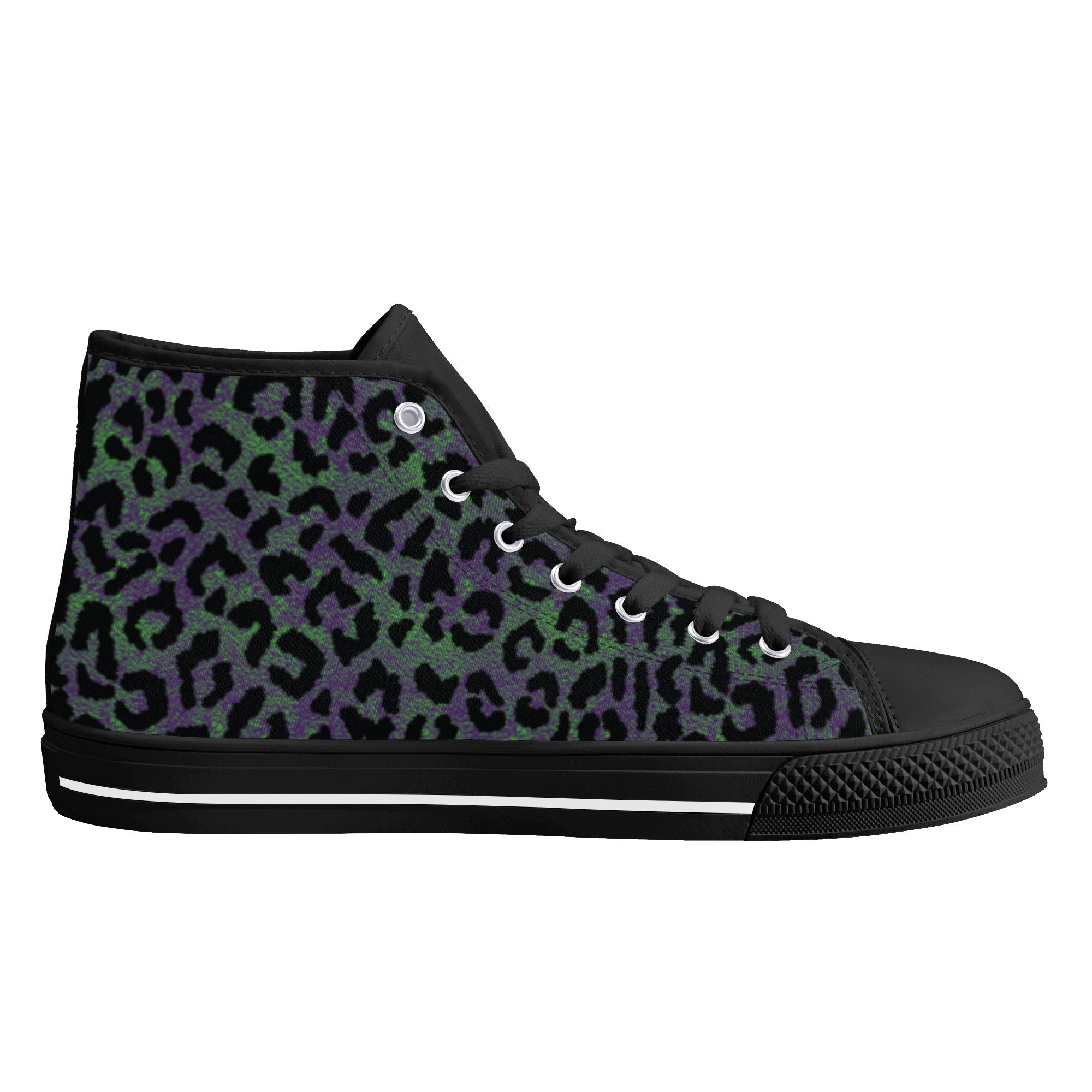 Psycho Leopard Animal Print Women's Psychobilly High Top Shoes