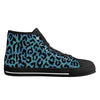 Blue Leopard Animal Print Men's Psychobilly High Top Shoes