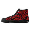 Red  Leopard Animal Print Men's Psychobilly High Top Shoes