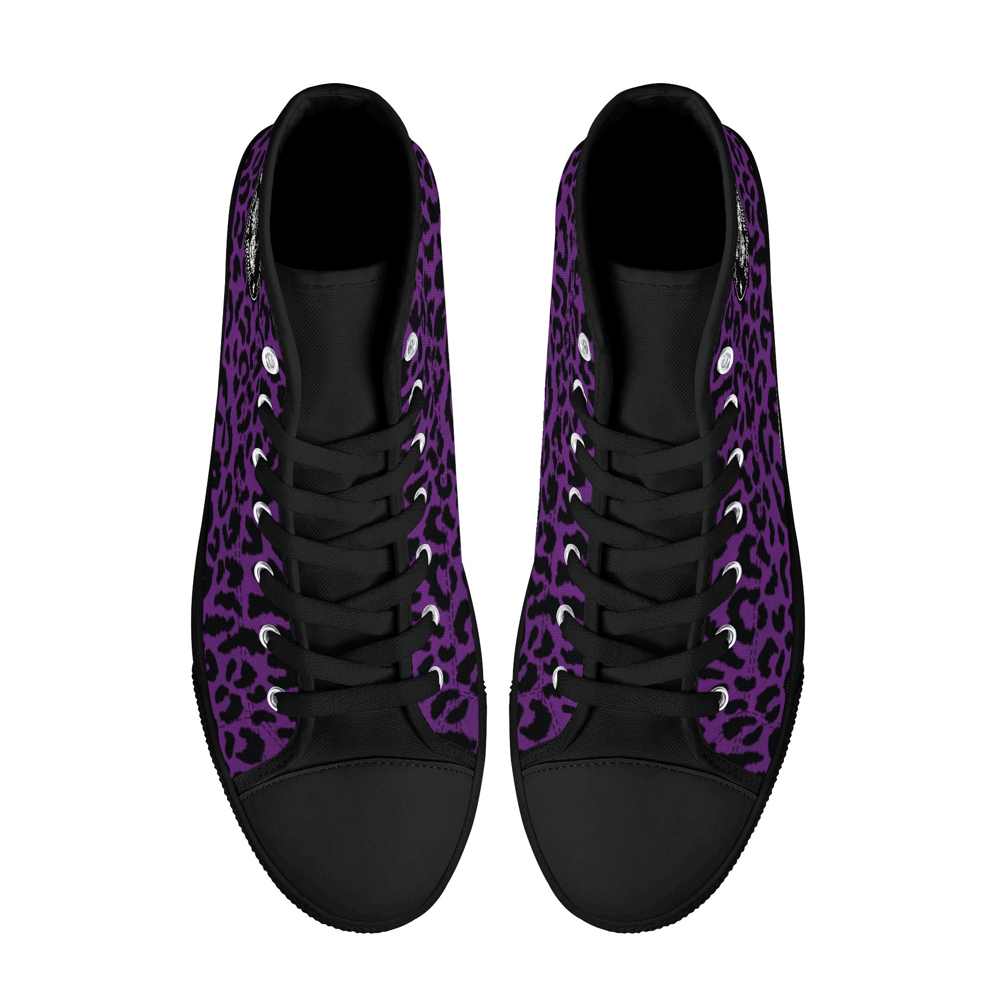 Purple Leopard Animal Print Men's Psychobilly High Top Shoes