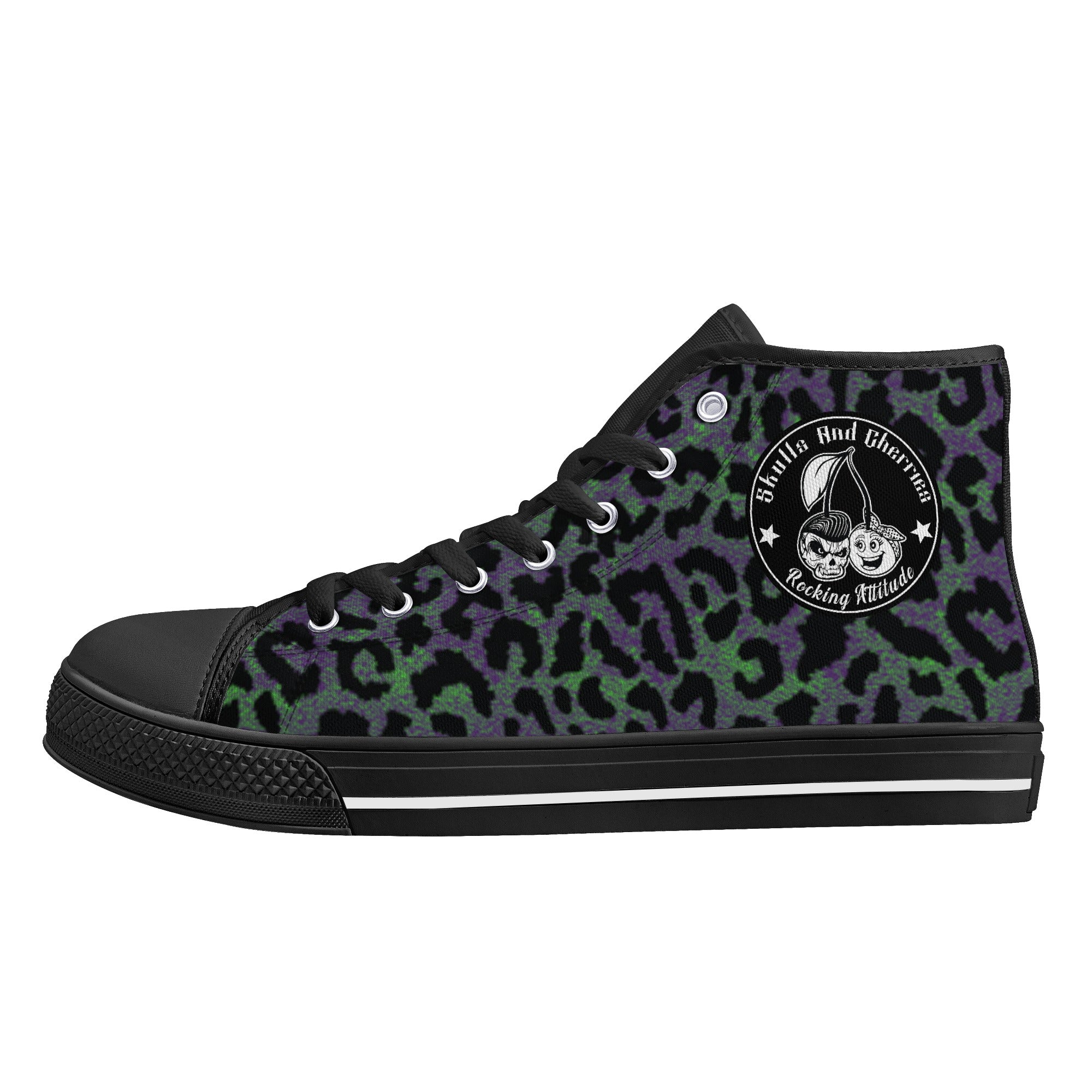 Psycho Leopard Animal Print Men's Psychobilly High Top Shoes