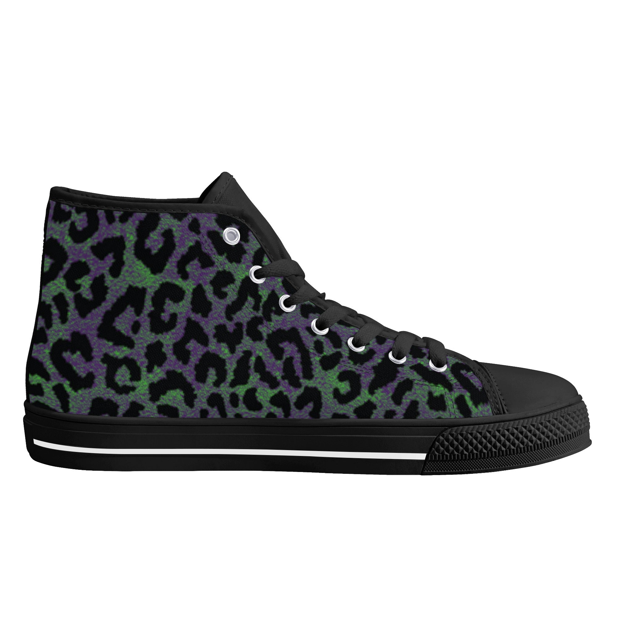 Psycho Leopard Animal Print Men's Psychobilly High Top Shoes