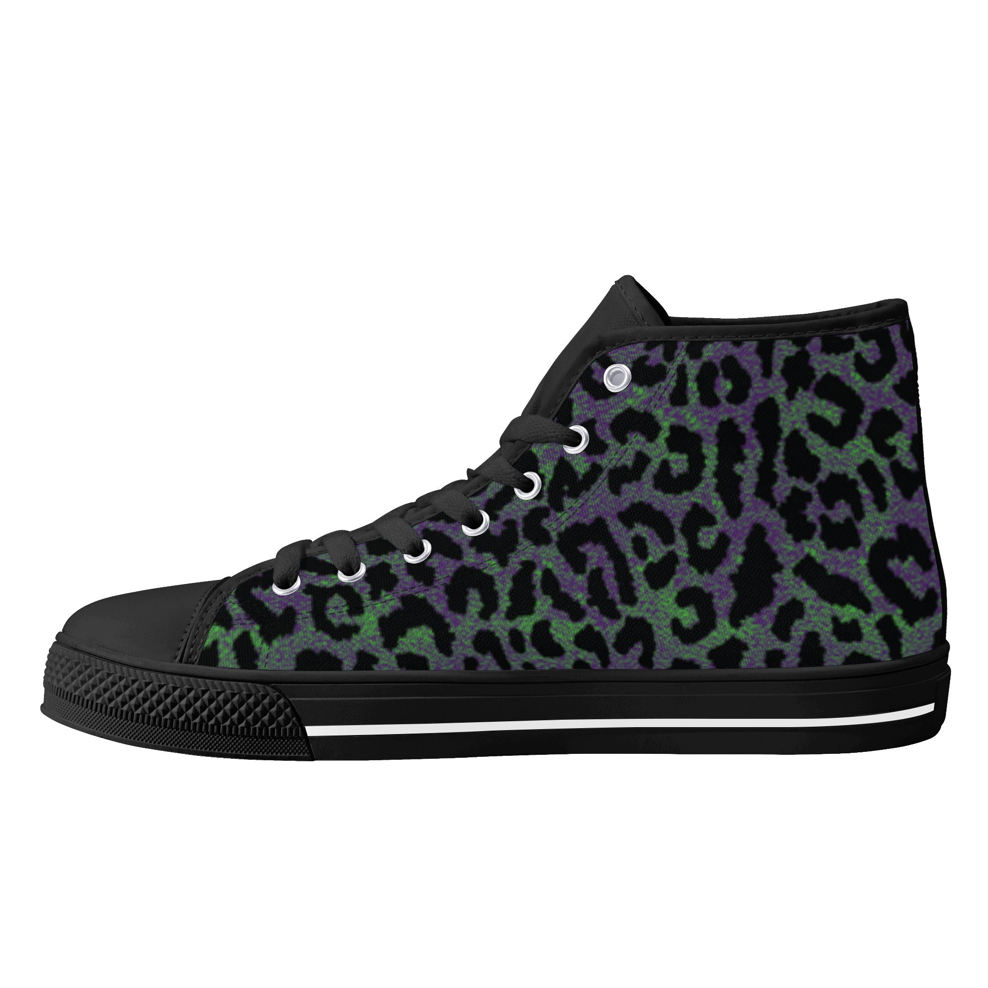 Psycho Leopard Animal Print Men's Psychobilly High Top Shoes