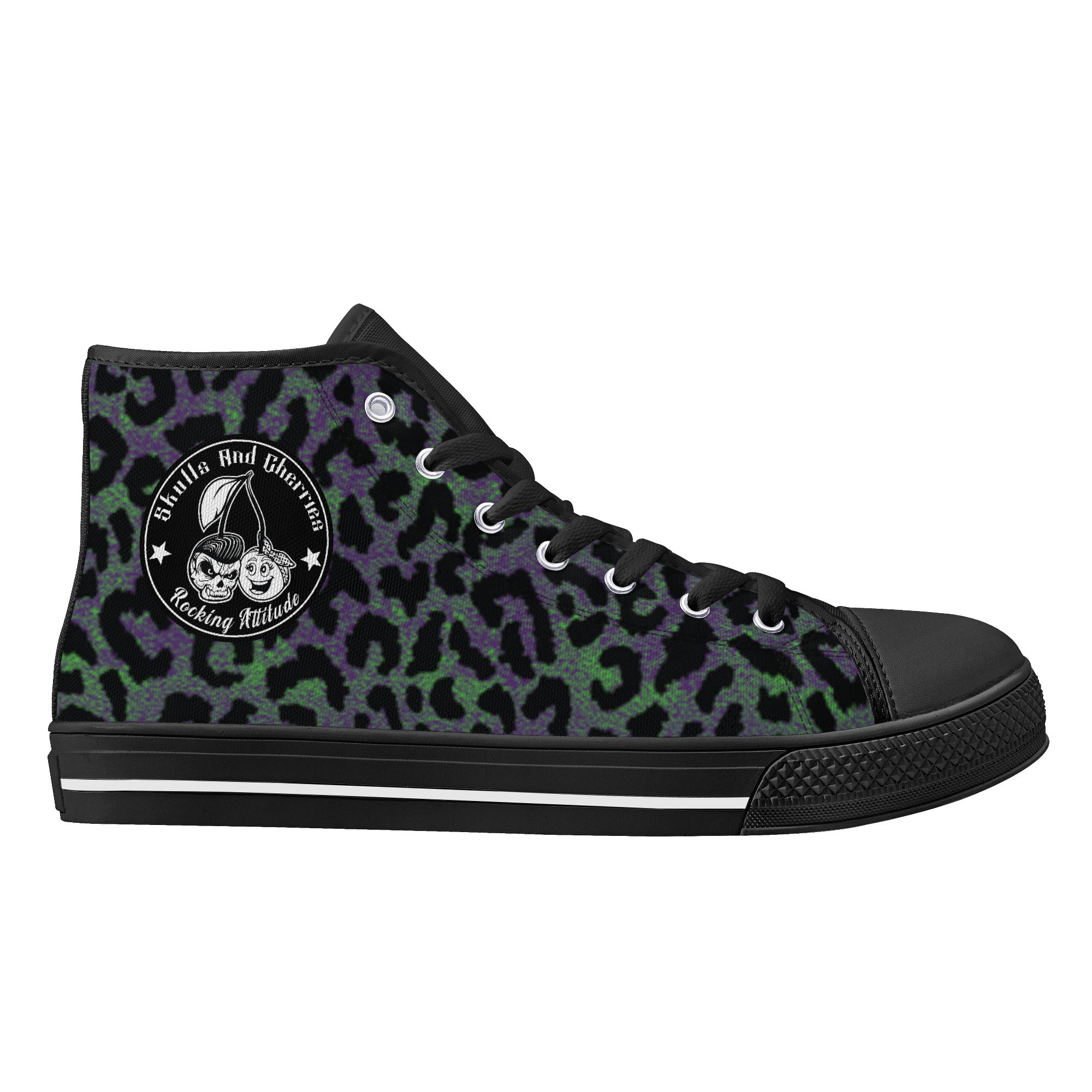 Psycho Leopard Animal Print Men's Psychobilly High Top Shoes