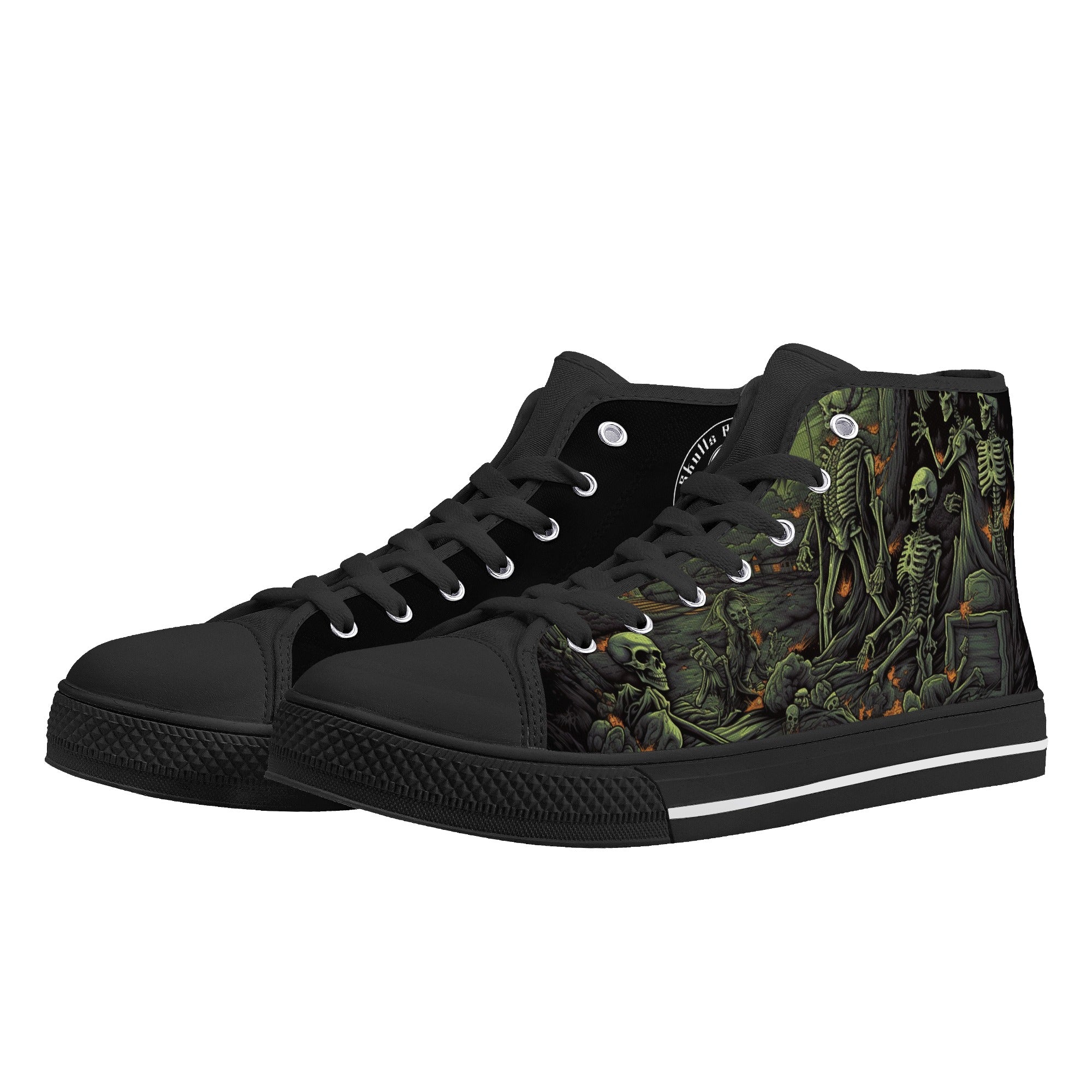 Creepy Green Skeletons Men's Psychobilly High Top Shoes