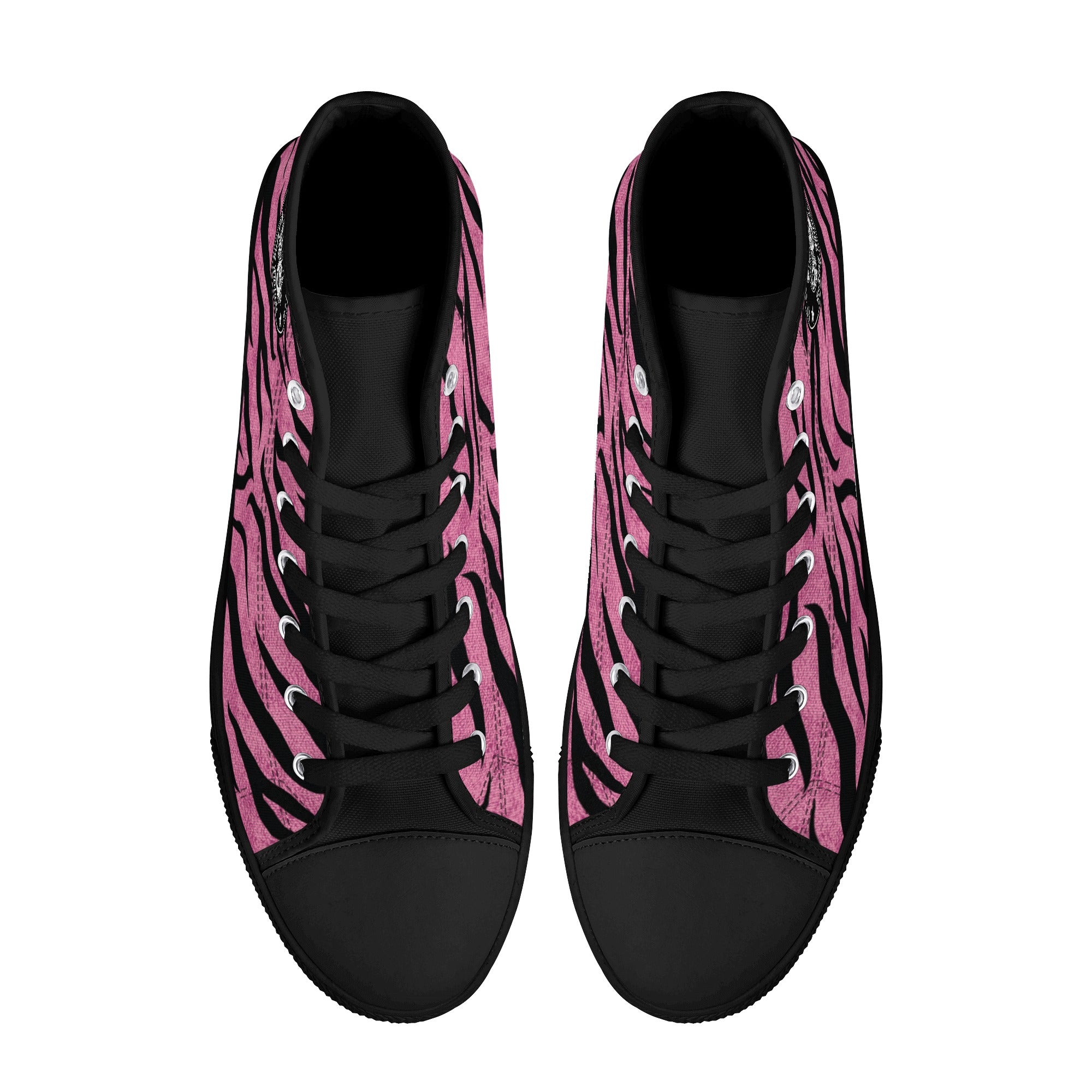 Pink Zebra Animal Print Men's Psychobilly High Top Shoes