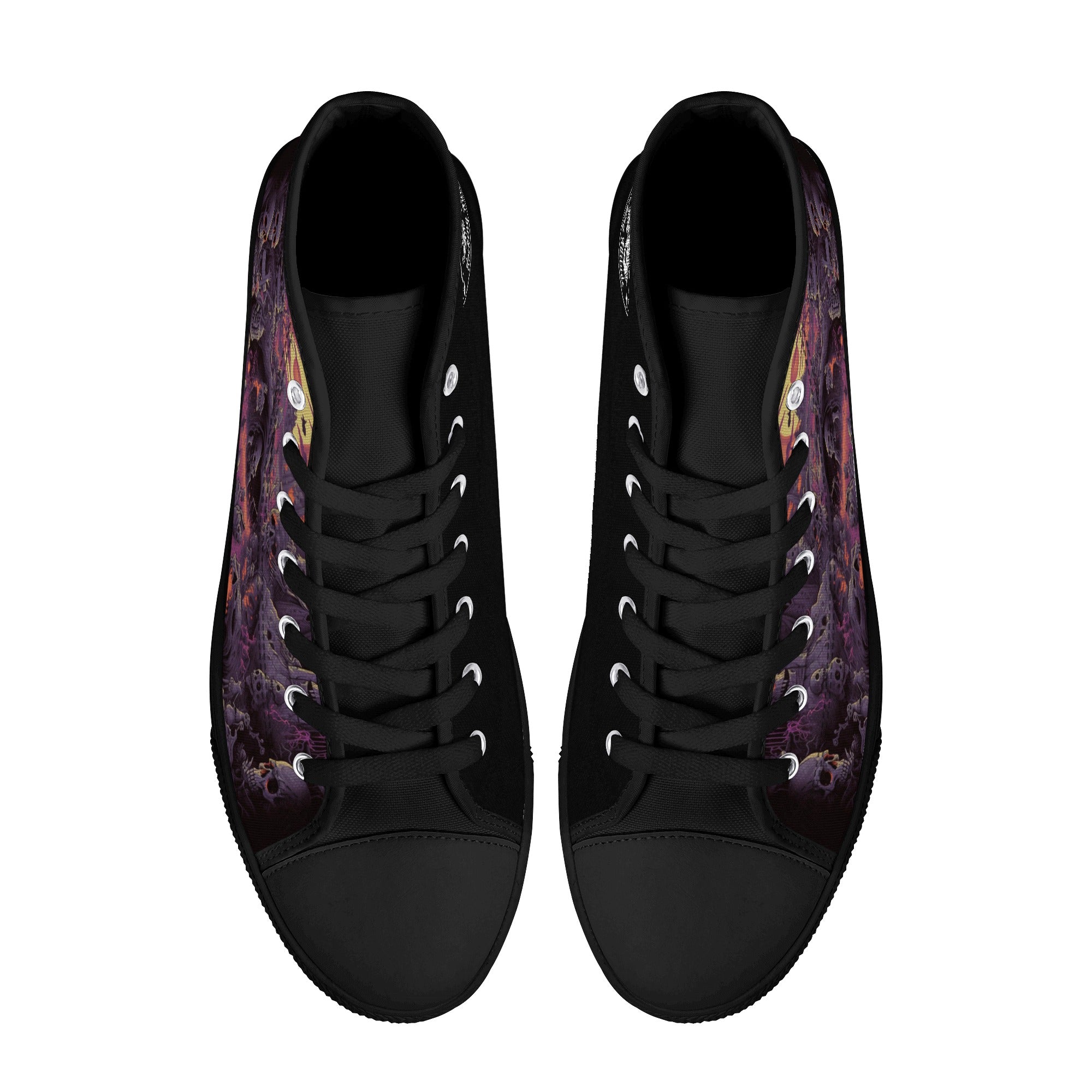 Purple Haunted Scene with Skulls Women's Psychobilly High Top shoes