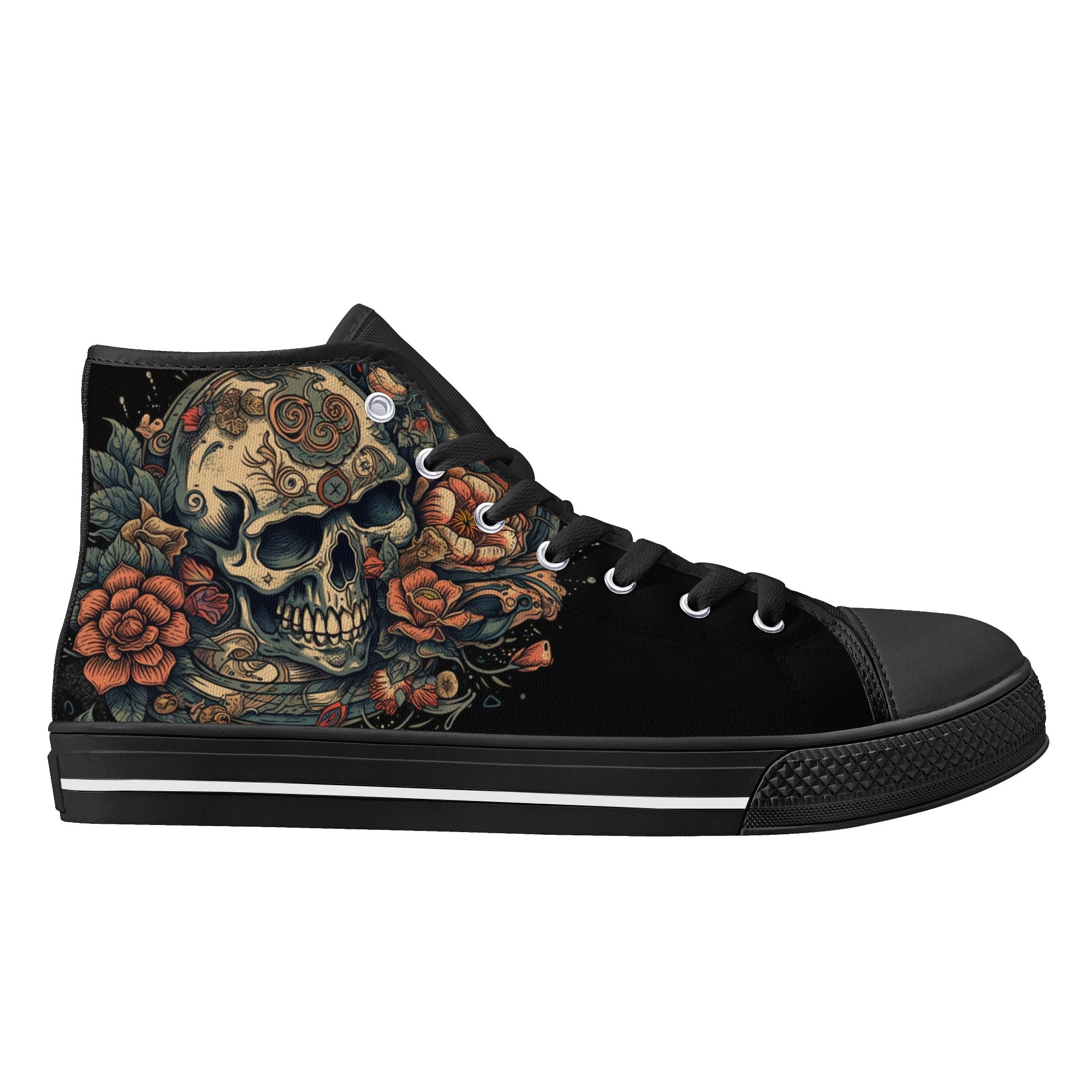 Skull and Roses Tattoo Women's Psychobilly High Top shoes