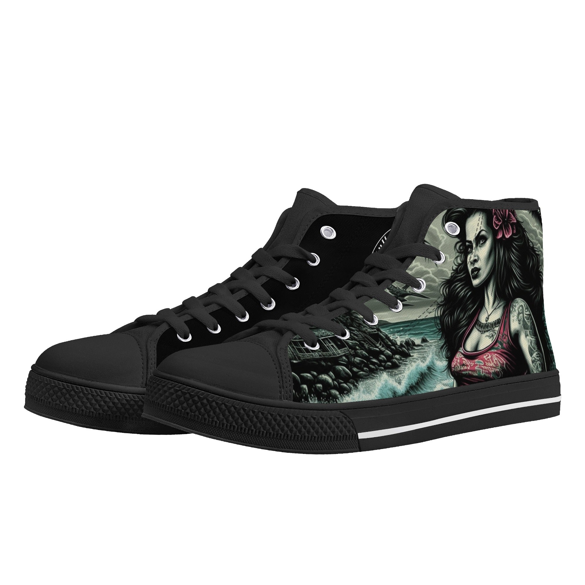 Hawaiian Pinup hula girl Women's Psychobilly High Top shoes