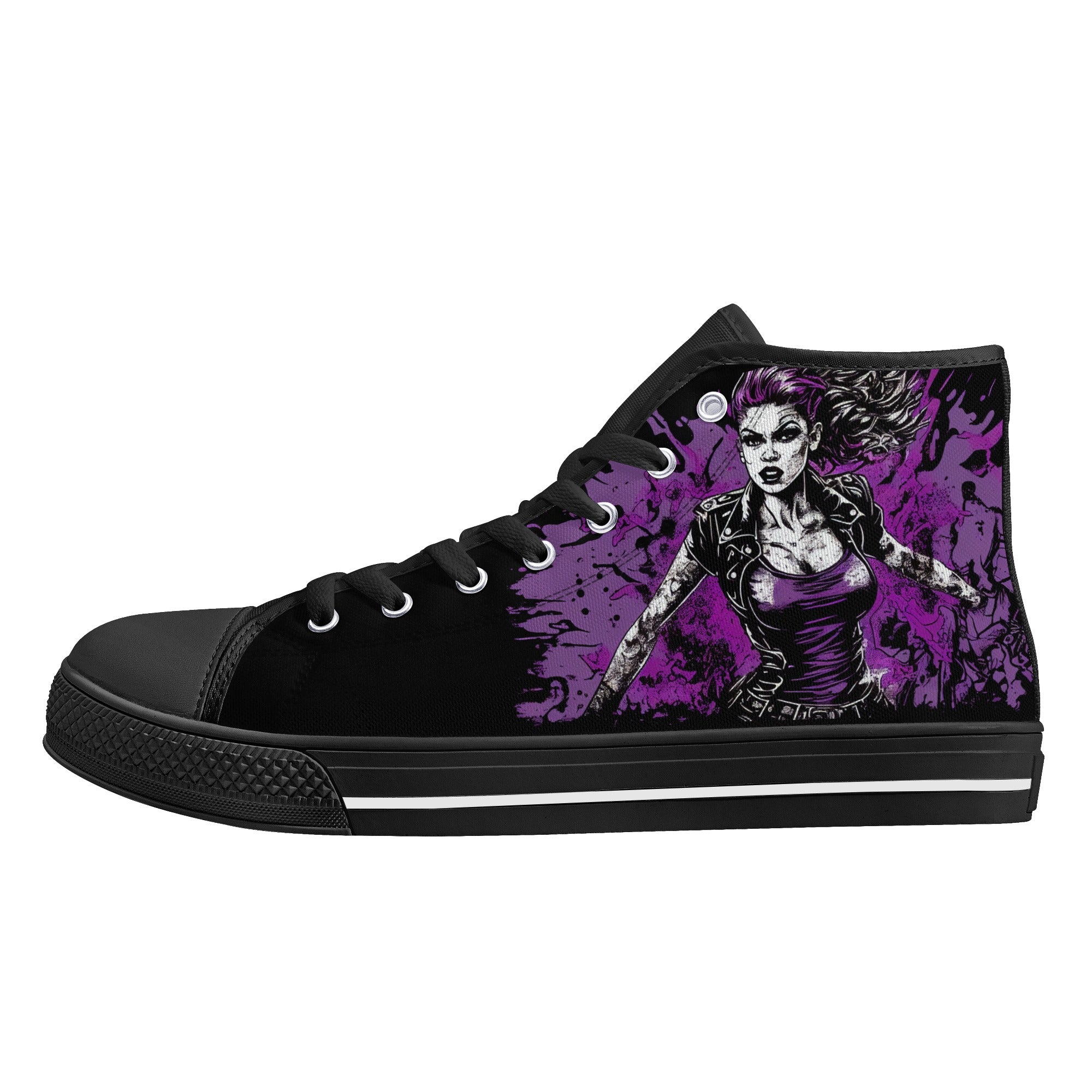 Purple Pinup paint splatter Women's Psychobilly High Top shoes