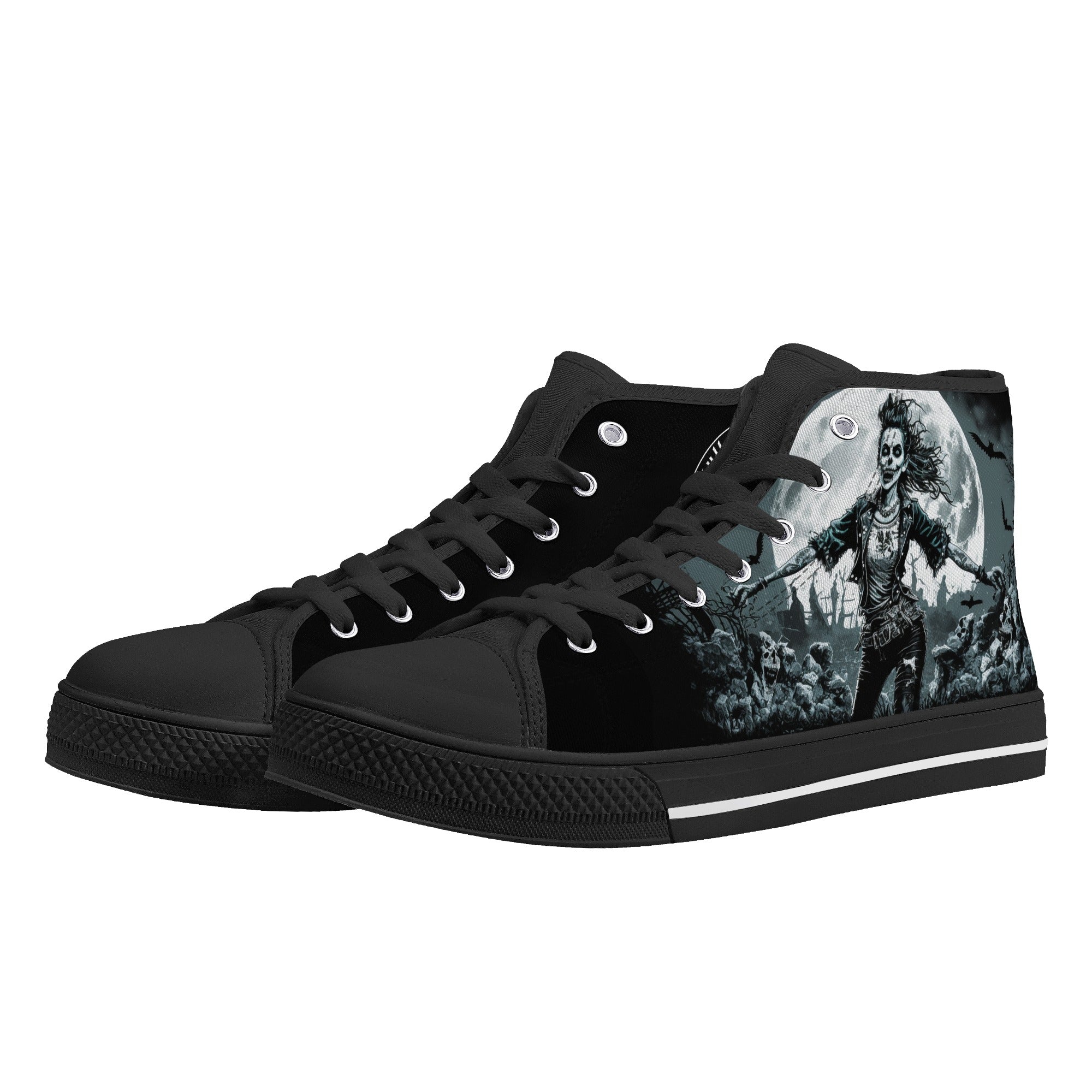 Creepy Pinup Full moon cemetery Women's Psychobilly High Top shoes