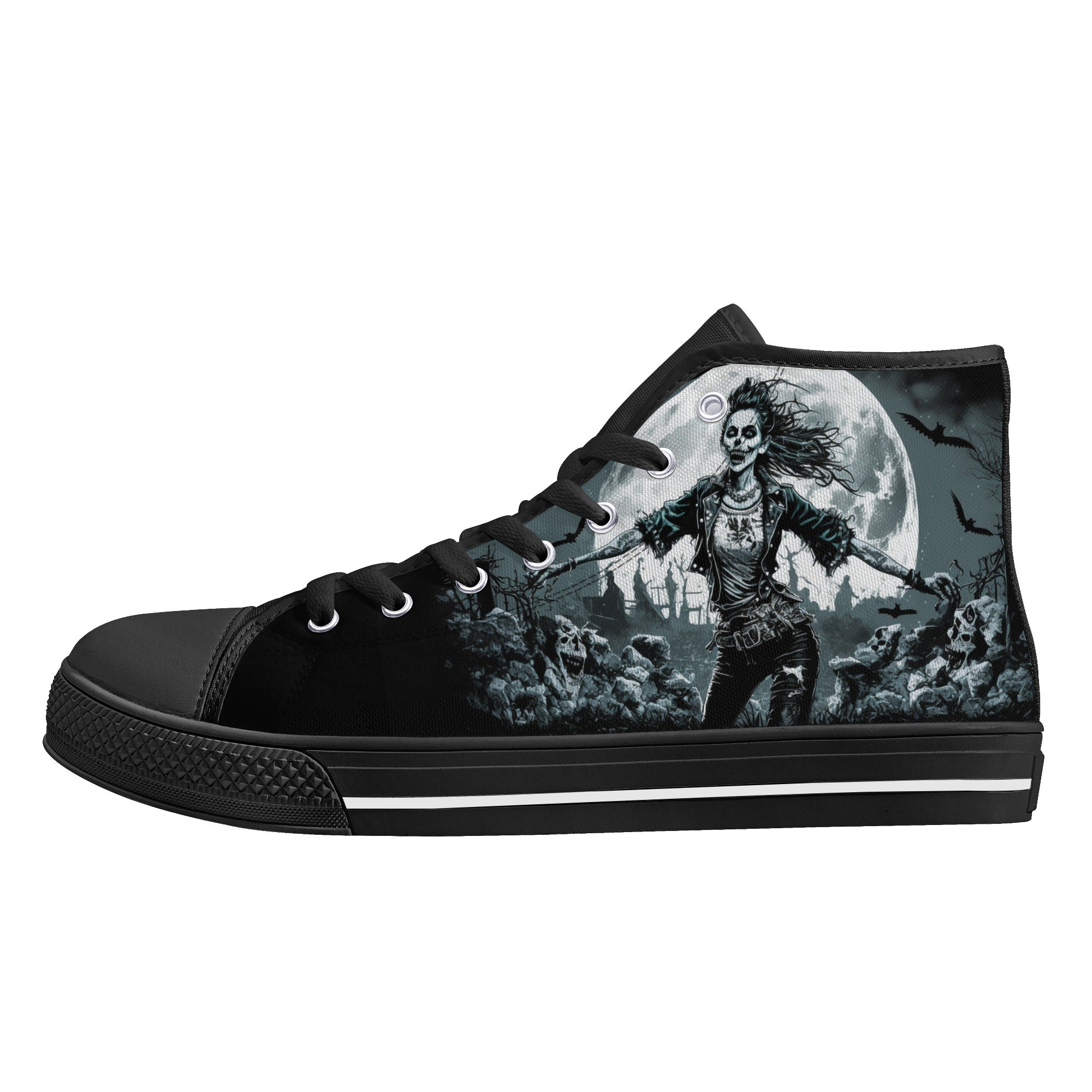 Creepy Pinup Full moon cemetery Women's Psychobilly High Top shoes