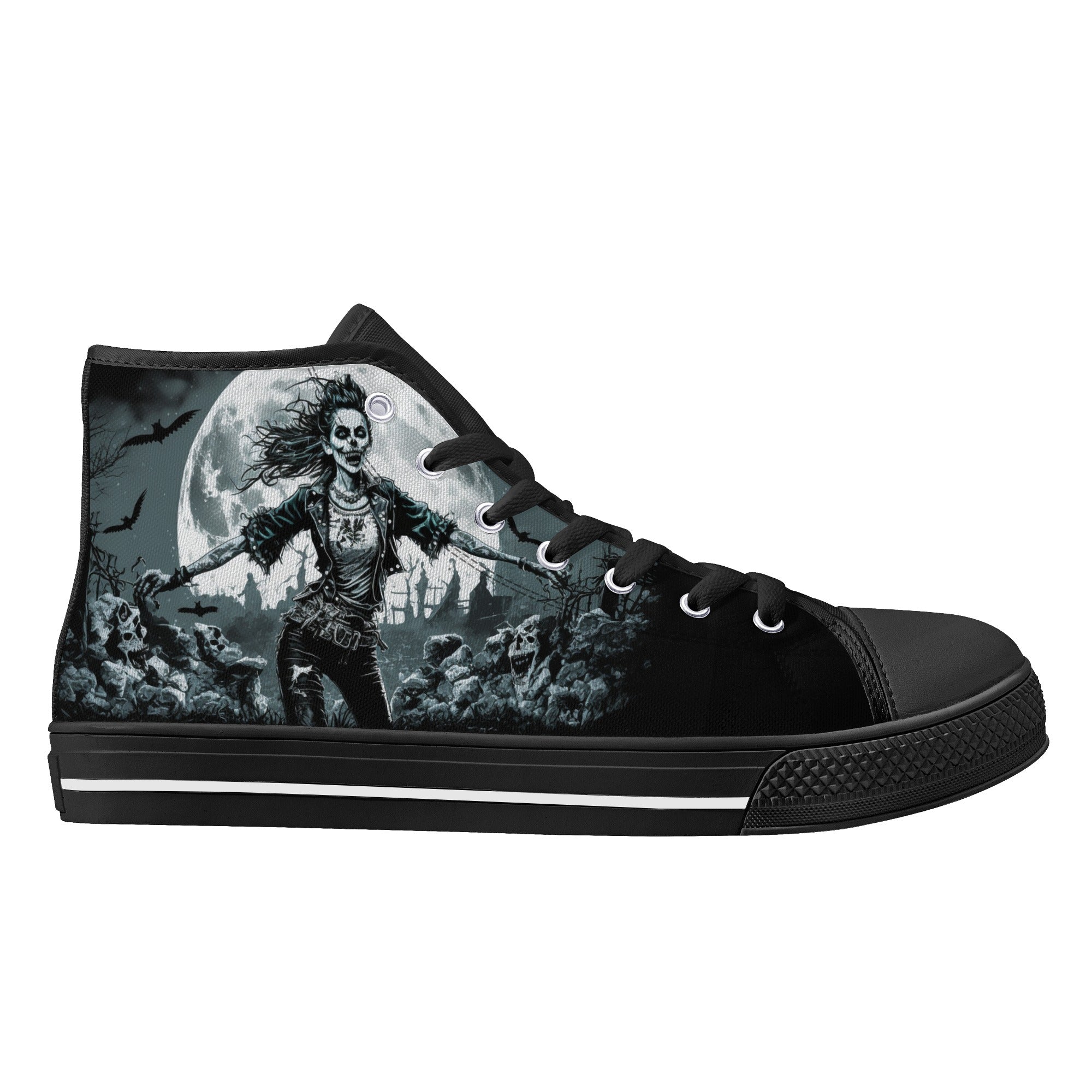 Creepy Pinup Full moon cemetery Women's Psychobilly High Top shoes