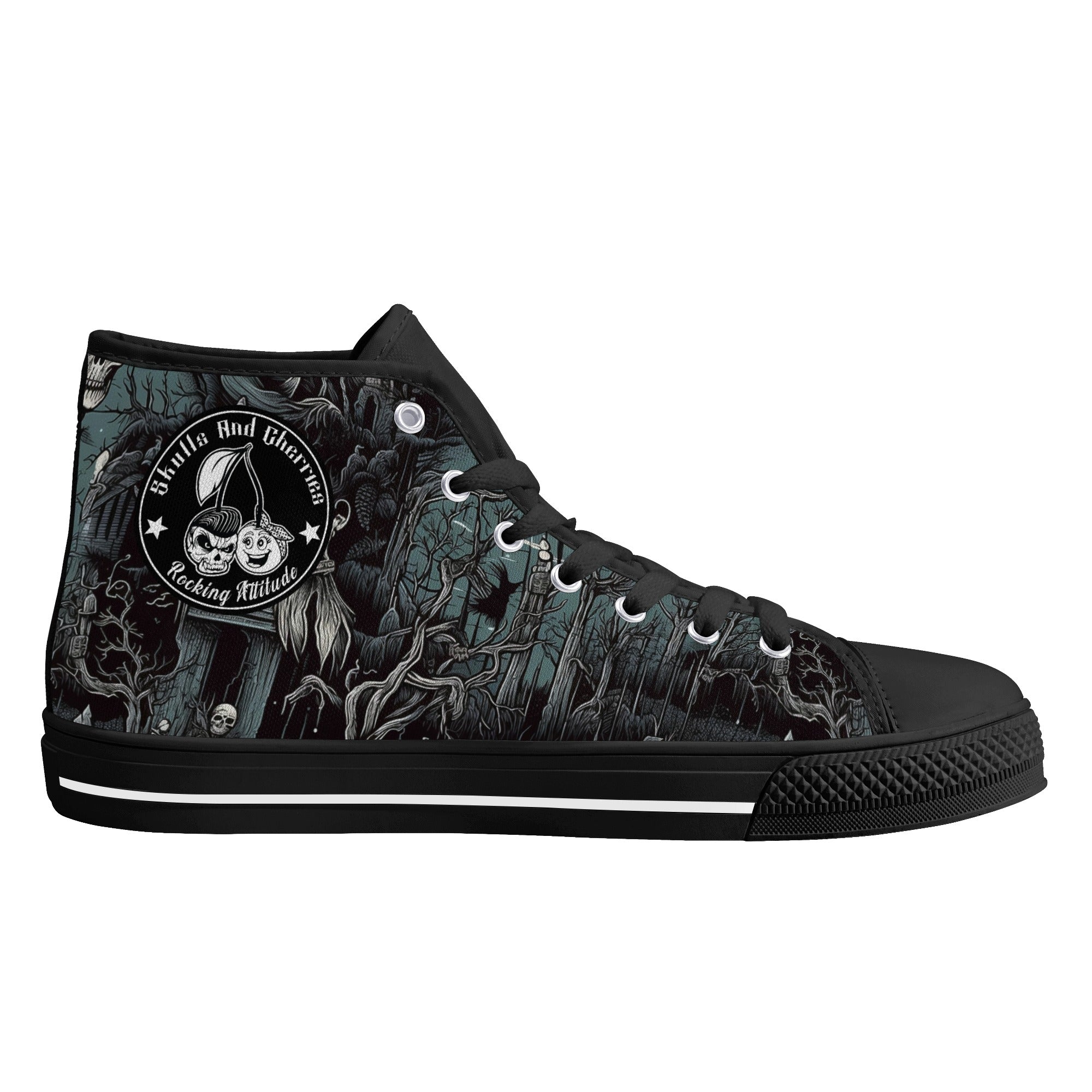 Haunted Scenery with Skulls Women's Psychobilly High Top shoes