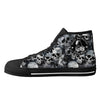 Black and White Skulls tie dye effect Women's Psychobilly High Top shoes