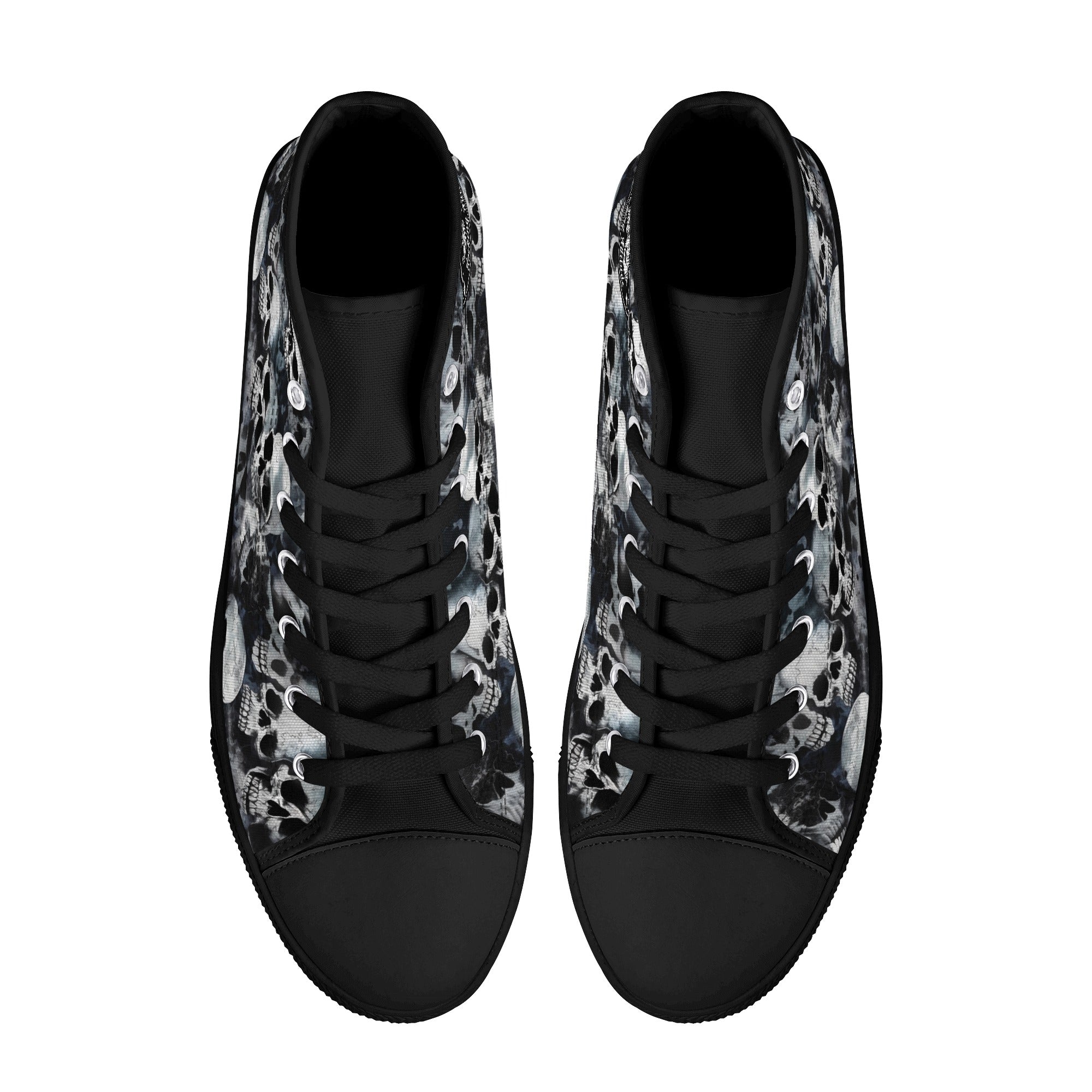 Black and White Skulls tie dye effect Women's Psychobilly High Top shoes