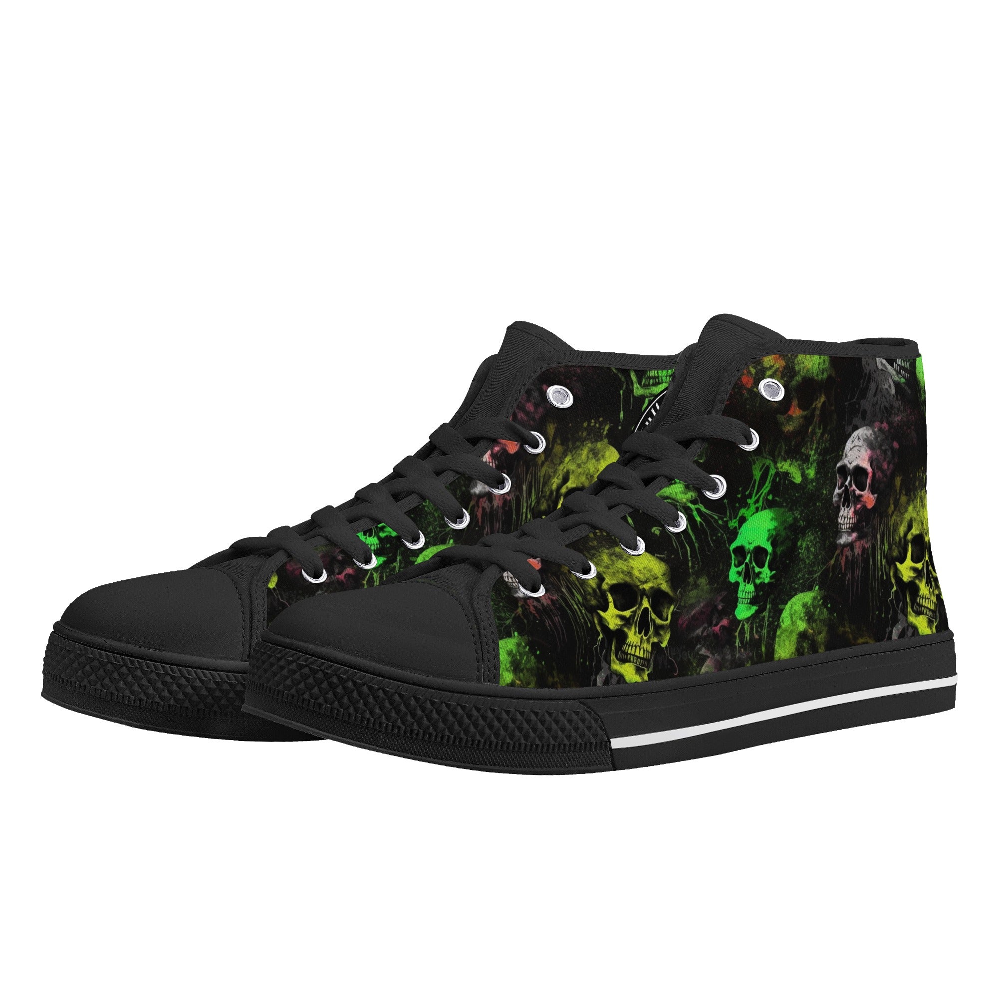 Colored ink Splatter skulls Women's Psychobilly High Top shoes