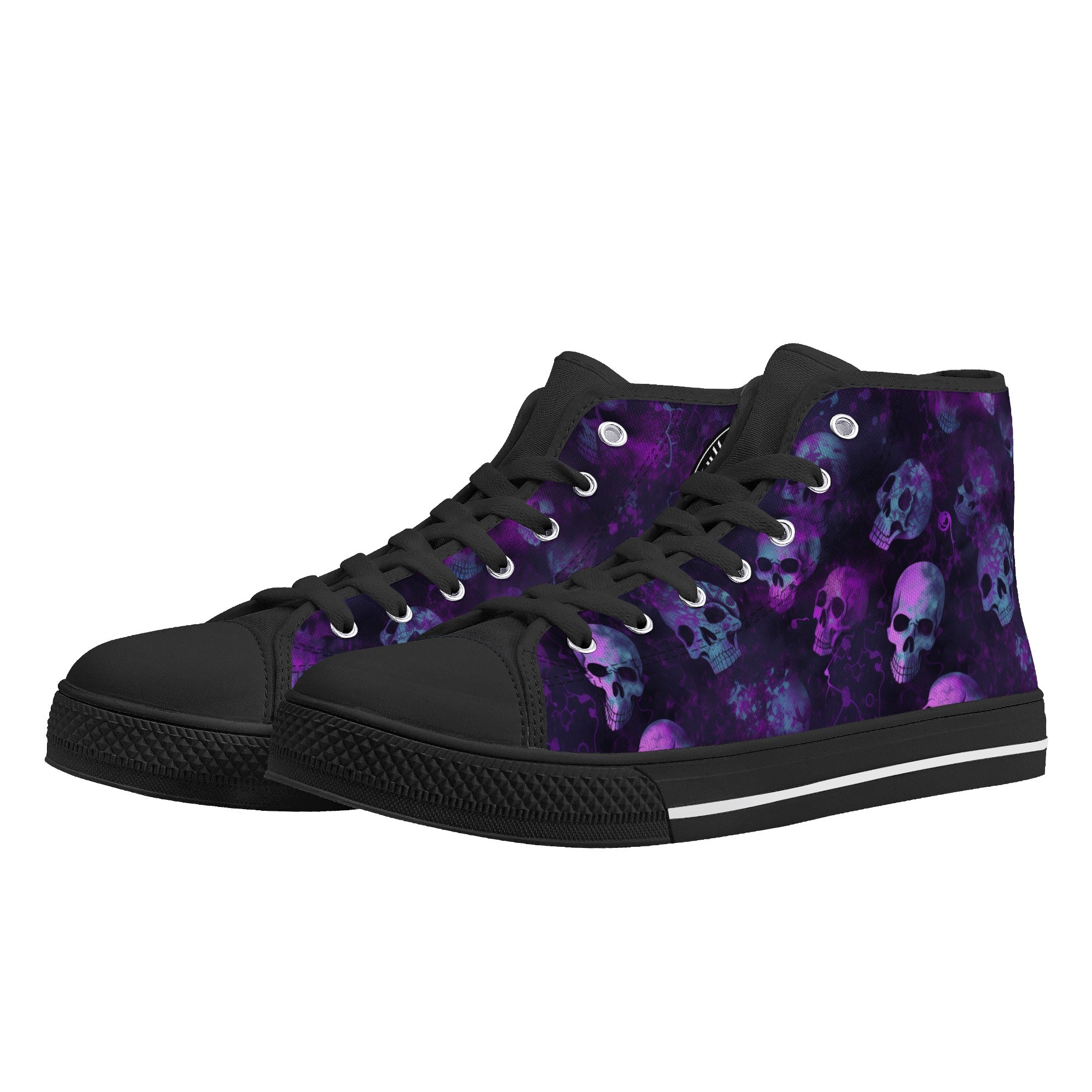 Purple Skulls In Splatter Women's Psychobilly High Top shoes