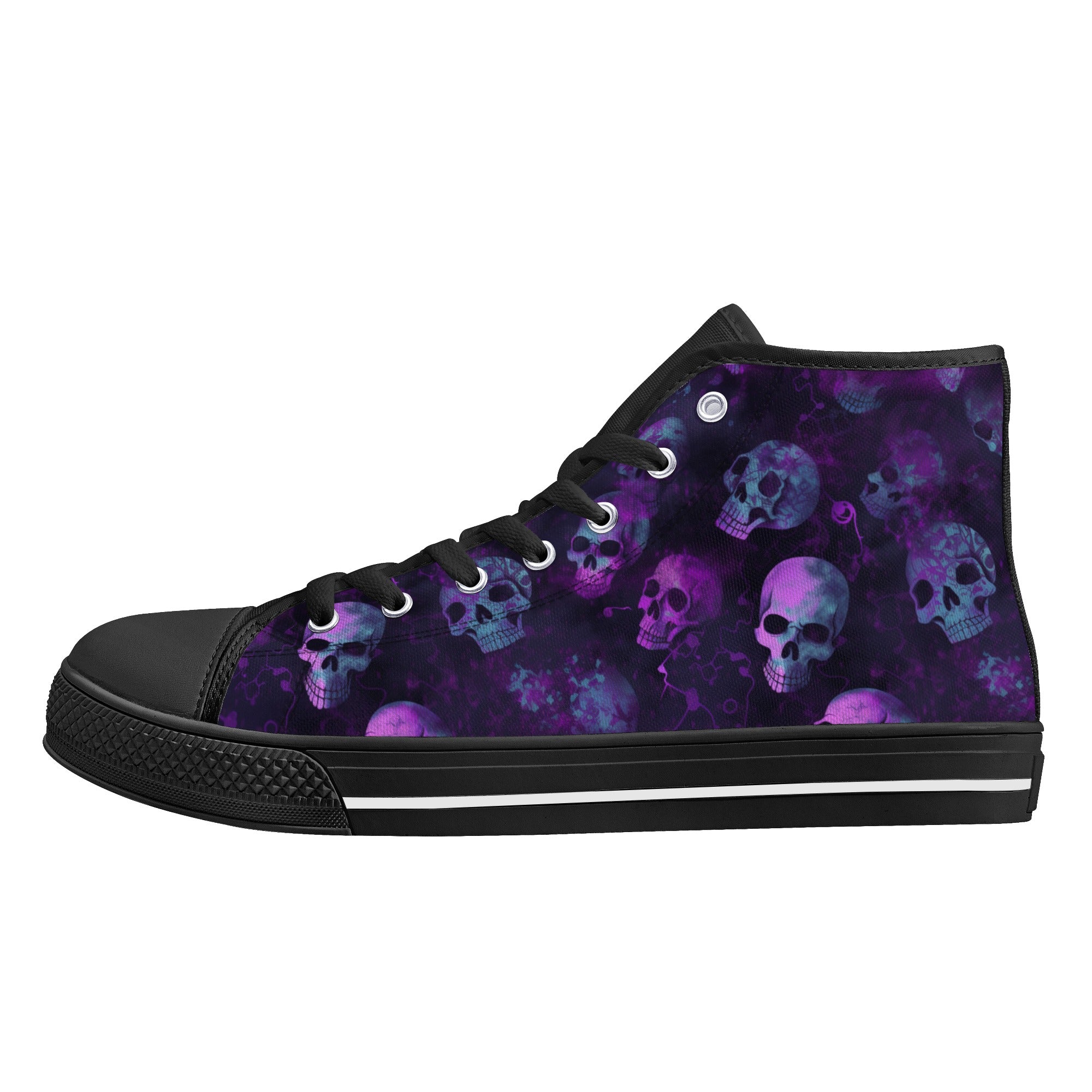 Purple Skulls In Splatter Women's Psychobilly High Top shoes