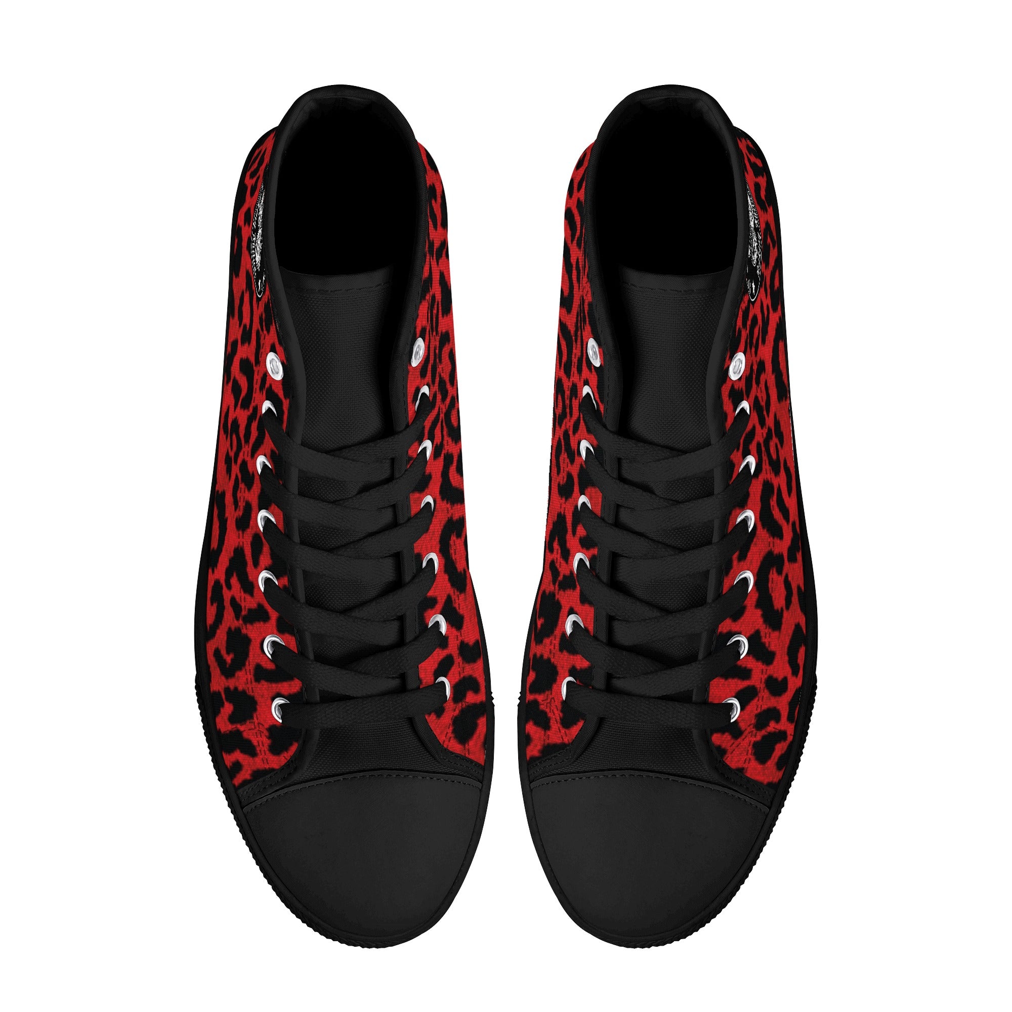 Red Leopard Animal Print Women's Psychobilly High Top Shoes