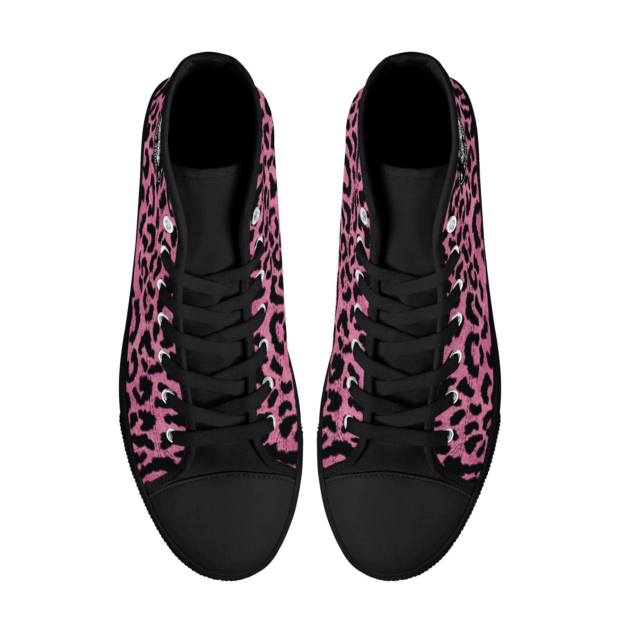 Pink Leopard Animal Print Women's Psychobilly High Top Shoes