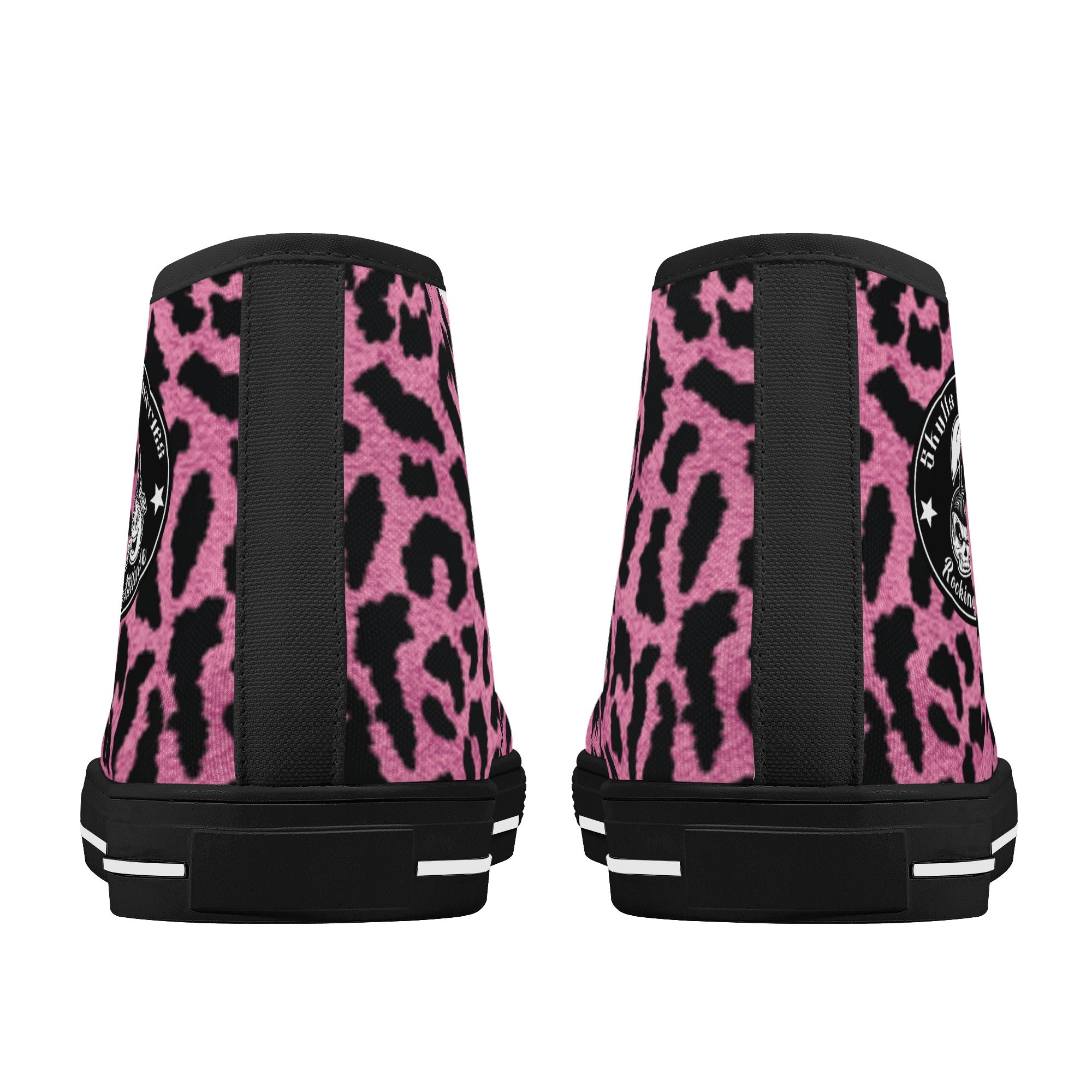 Pink Leopard Animal Print Women's Psychobilly High Top Shoes