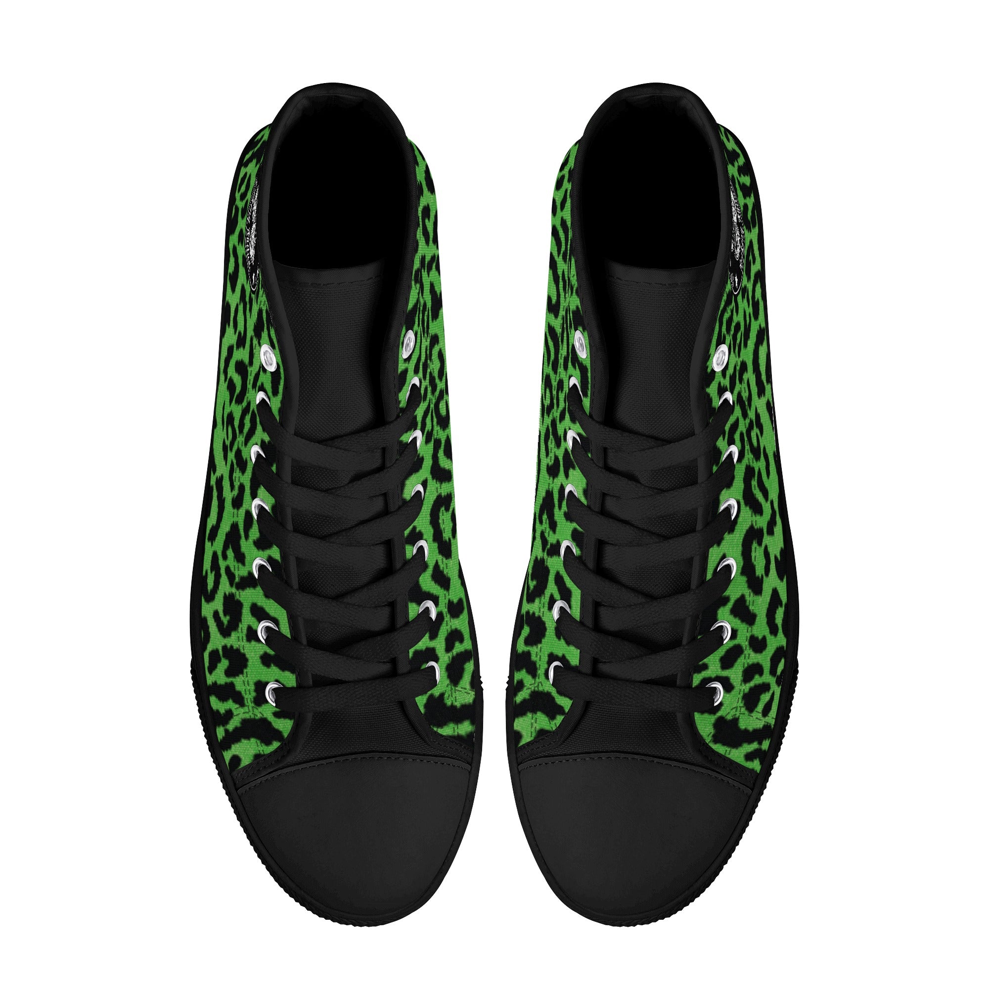 Green Leopard Animal Print Women's Psychobilly High Top Shoes