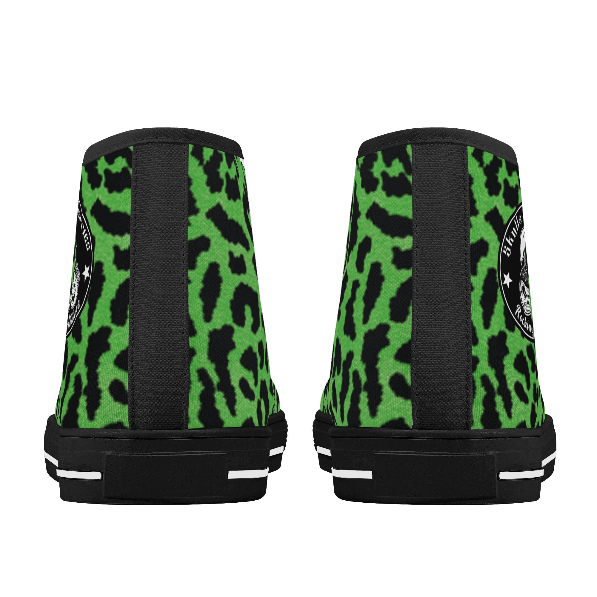 Green Leopard Animal Print Women's Psychobilly High Top Shoes