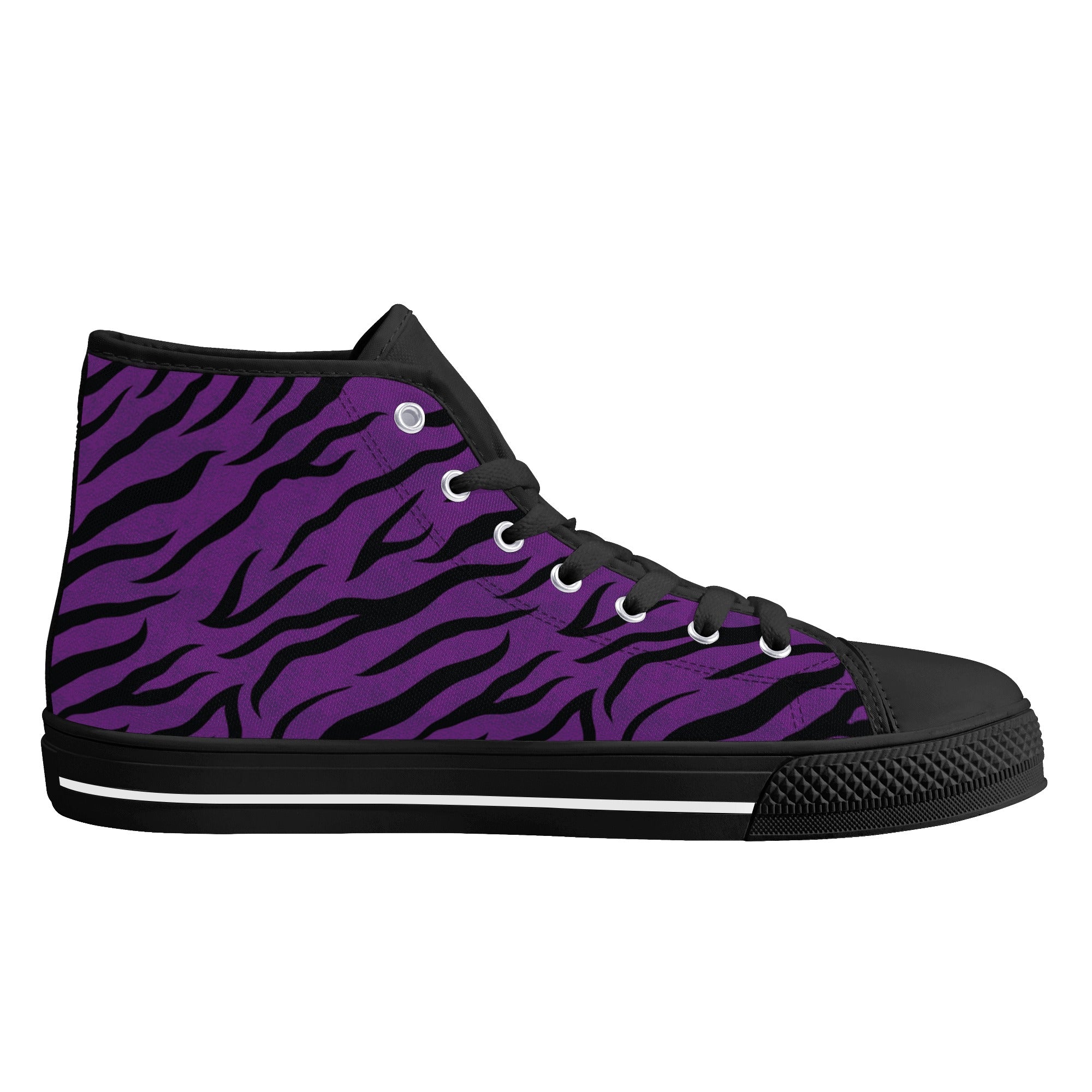 Purple Zebra Animal Print Women's Psychobilly High Top Shoes