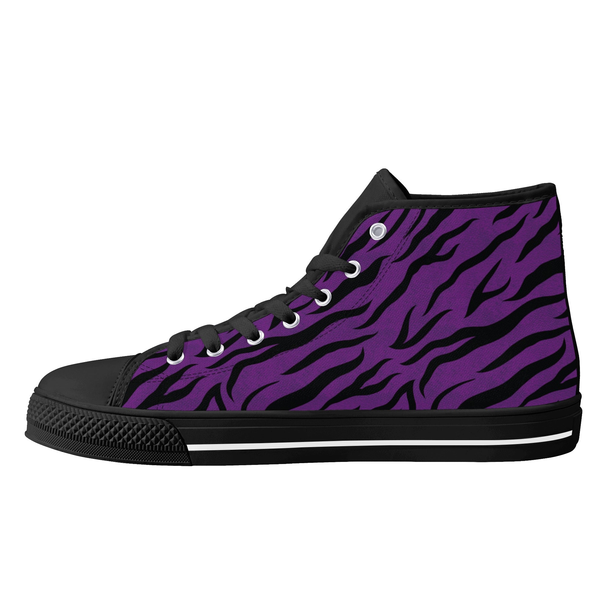 Purple Zebra Animal Print Women's Psychobilly High Top Shoes