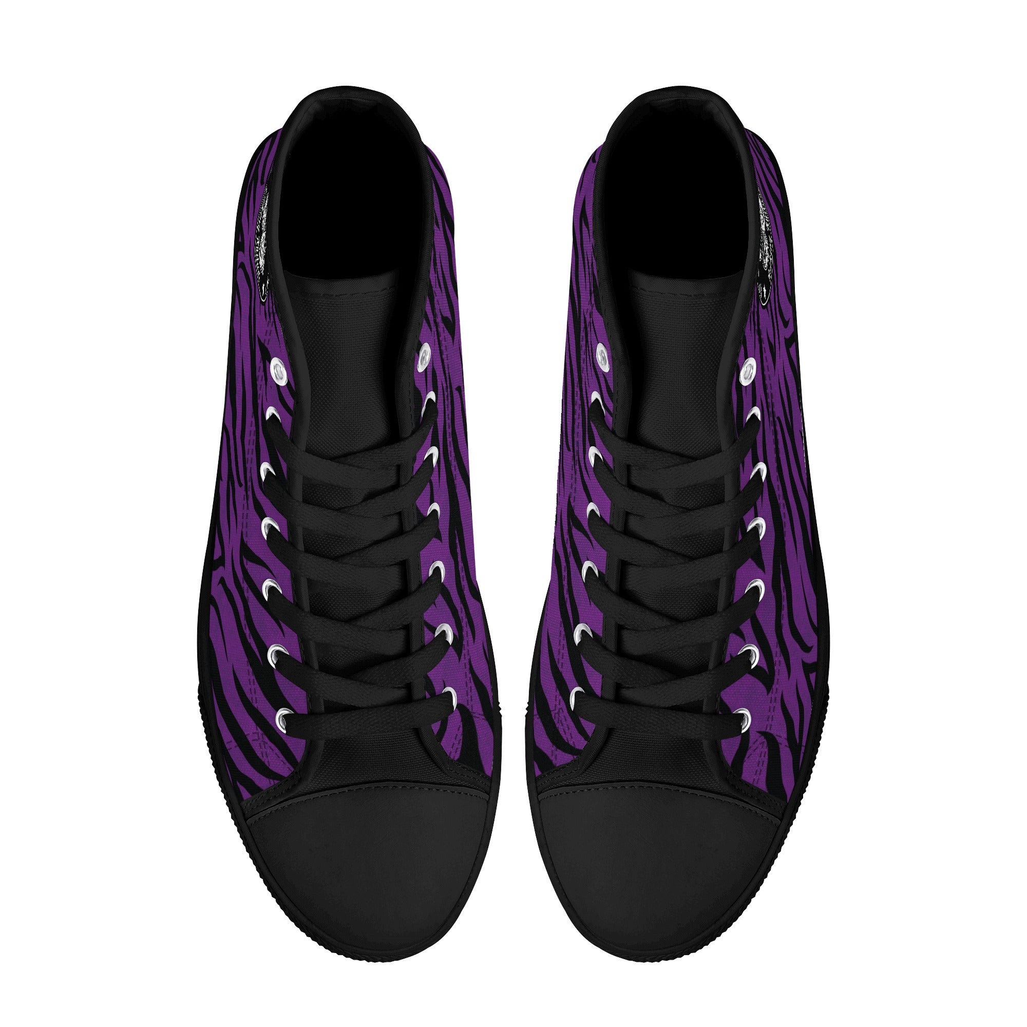 Purple Zebra Animal Print Women's Psychobilly High Top Shoes