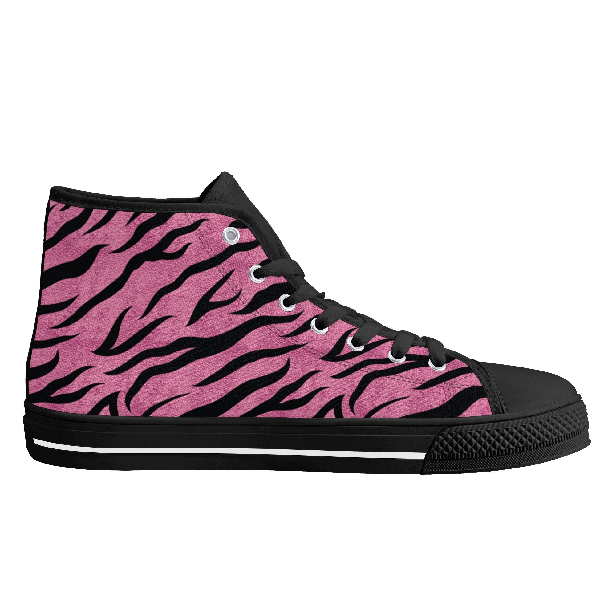 Pink Zebra Animal Print Women's Psychobilly High Top Shoes